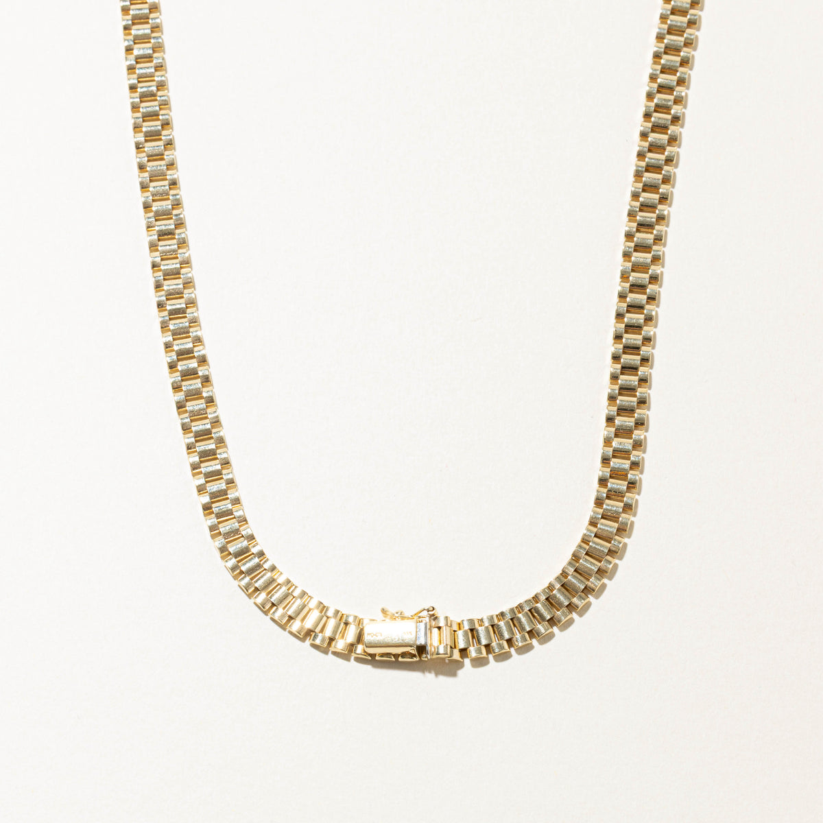 14k Yellow Gold Matte Watch Link Chain | 6.55mm | 17.5"