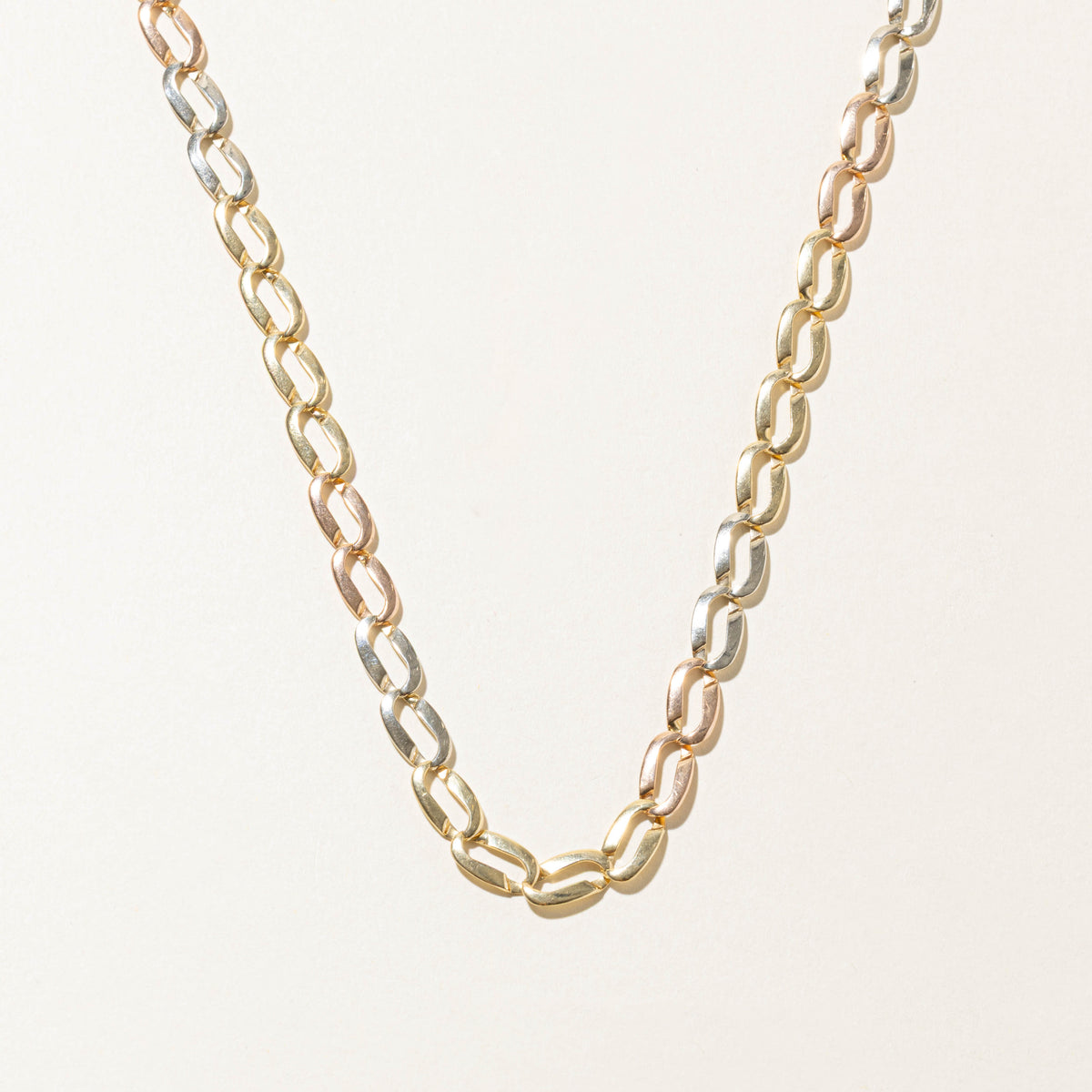 14k Tri Tonee Gold Curb Link Chain | 6.5mm | 22"