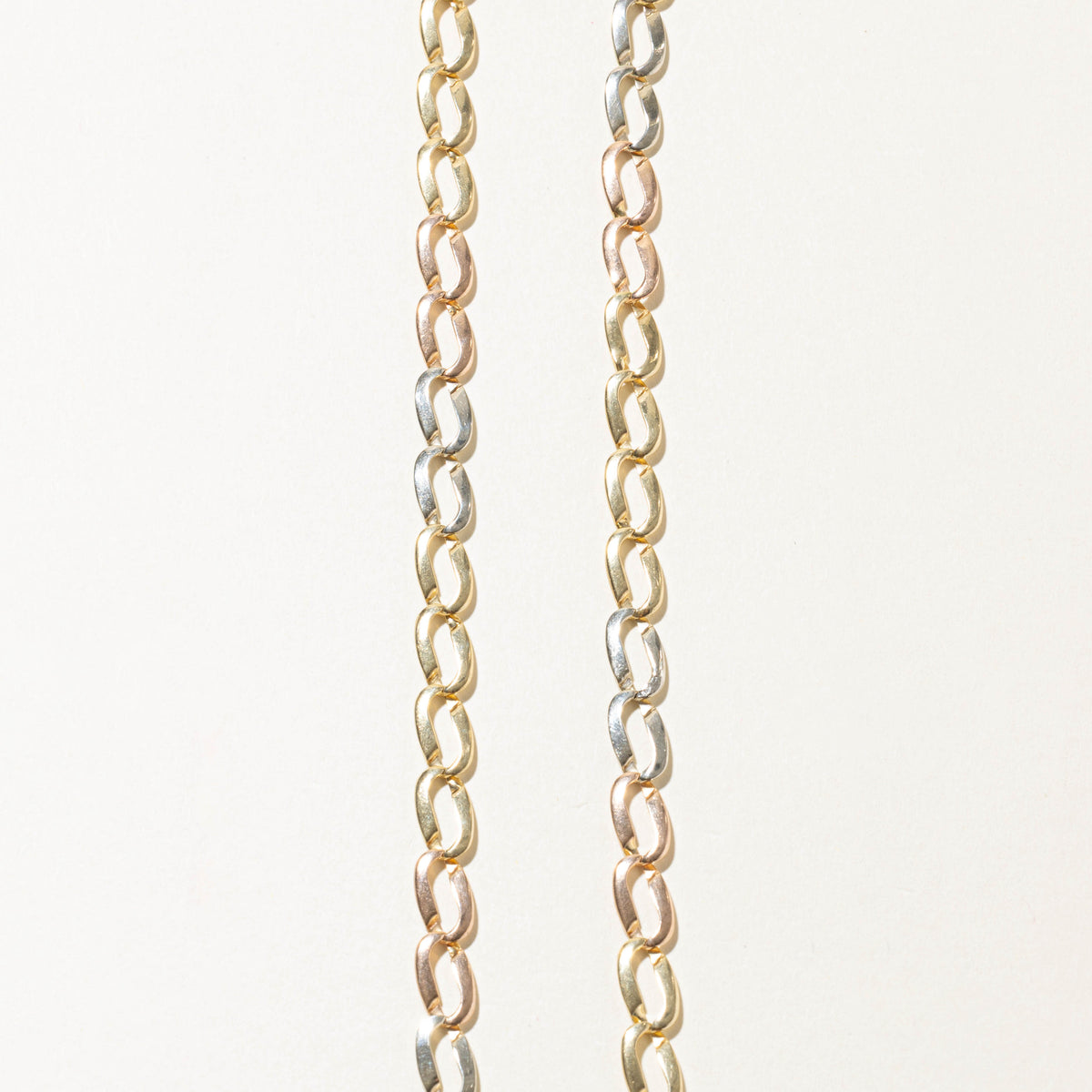 14k Tri Tonee Gold Curb Link Chain | 6.5mm | 22"