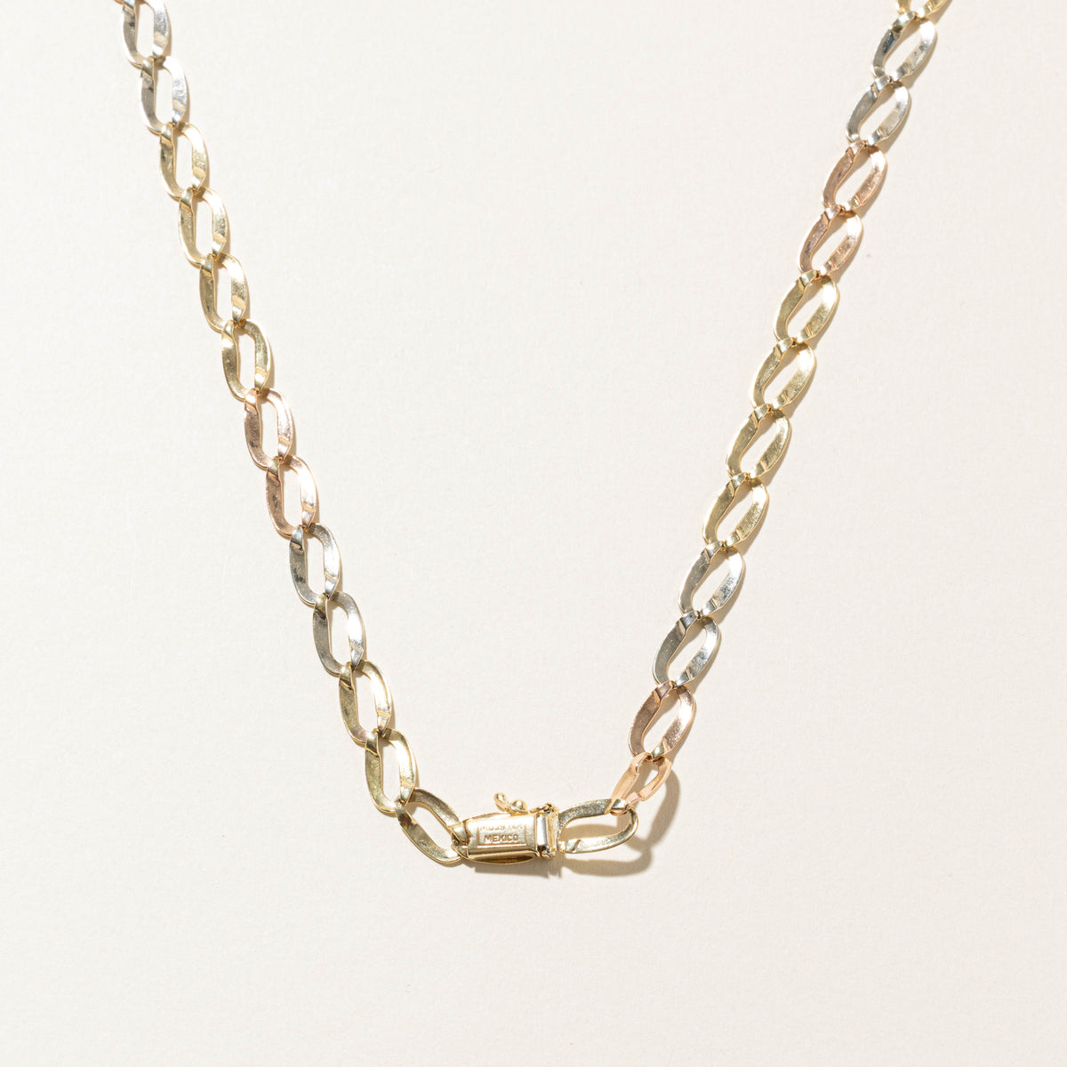 14k Tri Tonee Gold Curb Link Chain | 6.5mm | 22"