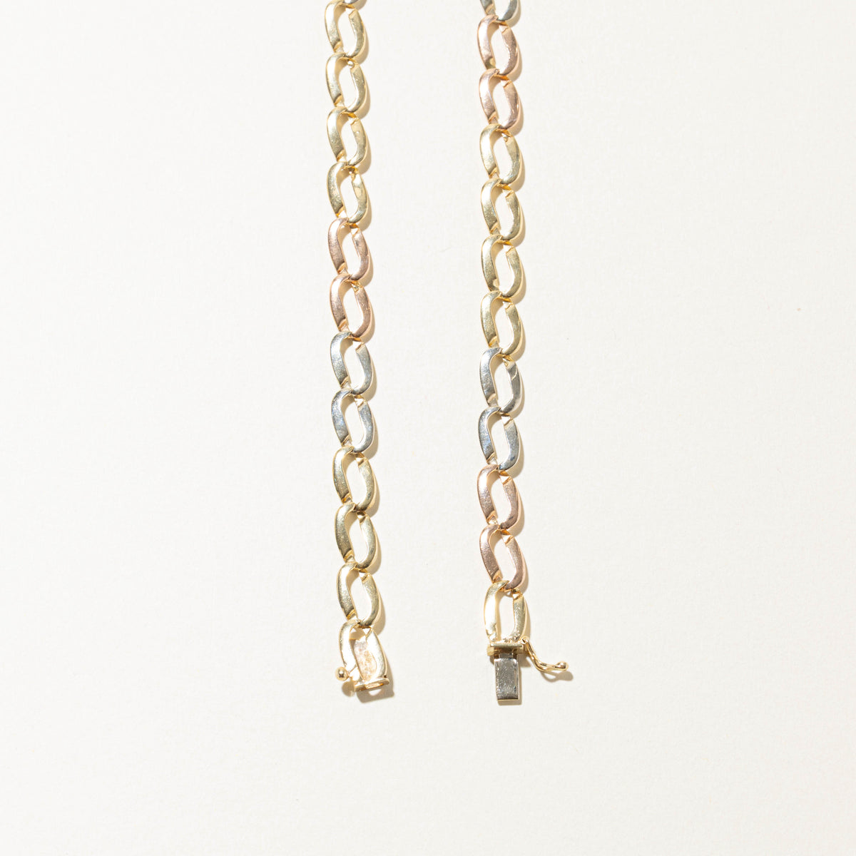 14k Tri Tonee Gold Curb Link Chain | 6.5mm | 22"