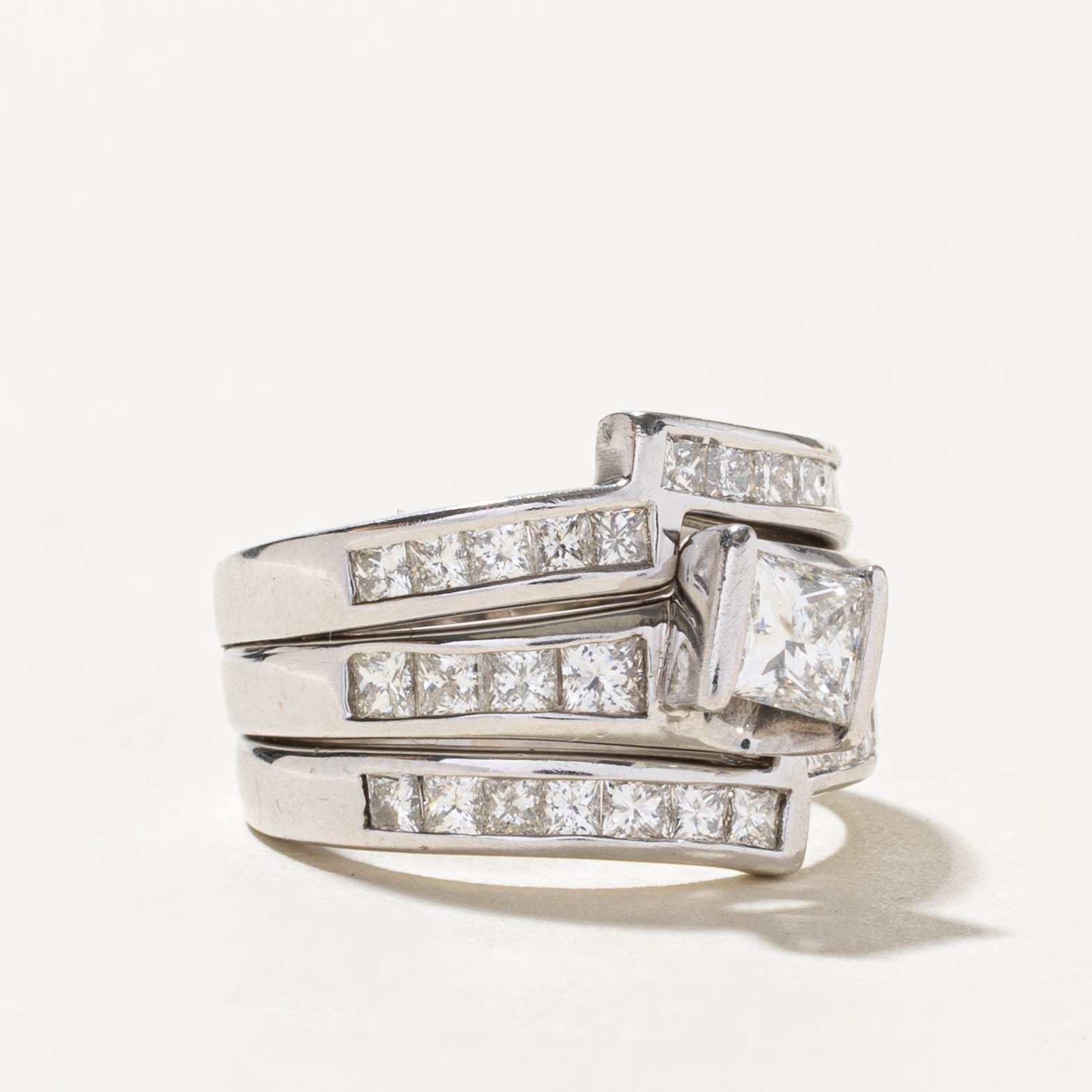 18k Channel Set Diamond Architectural Stacked Ring | 2.43ctw | SZ 5.75