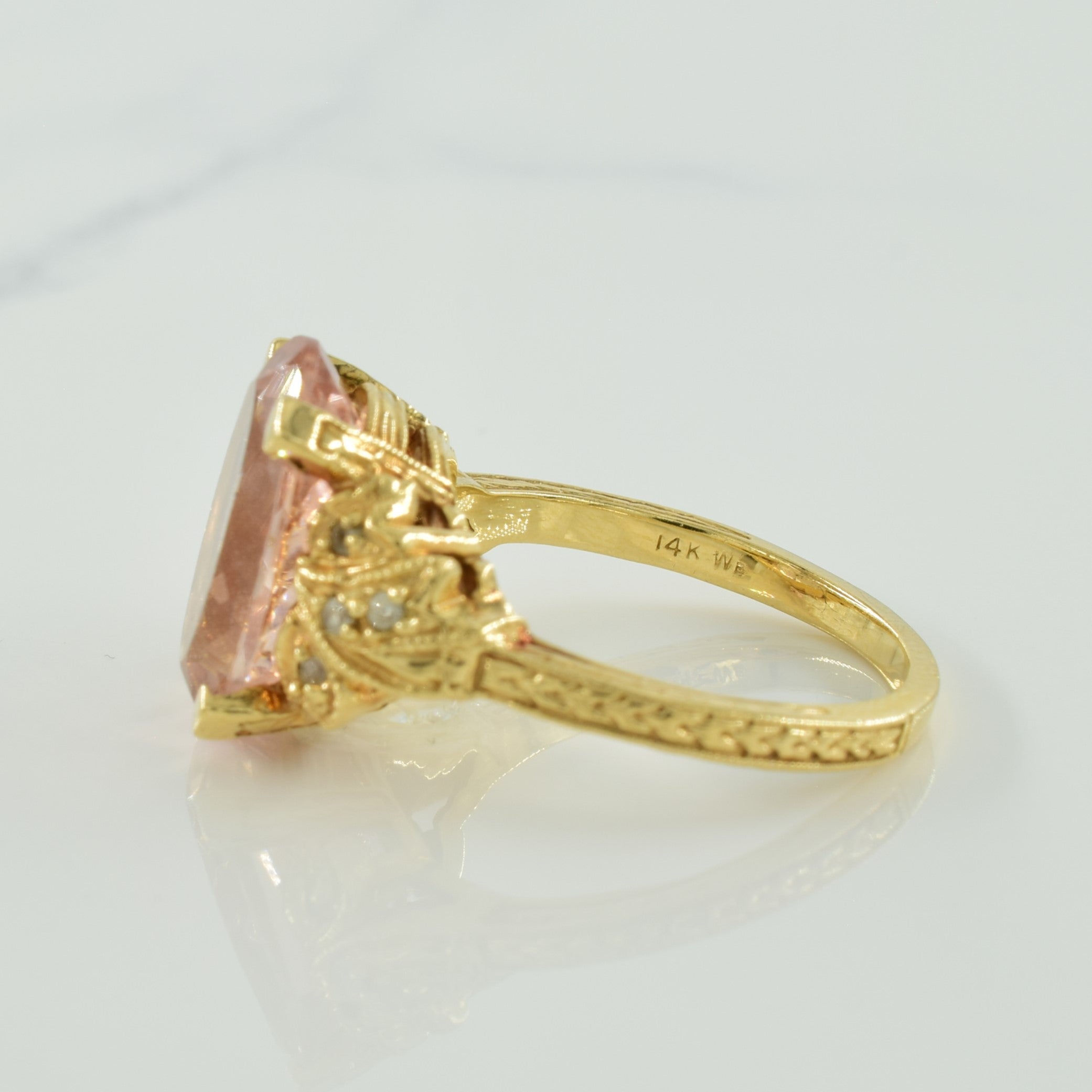 Morganite & Synthetic Spinel Ring | 4.75ct, 0.10ctw | SZ 7 |