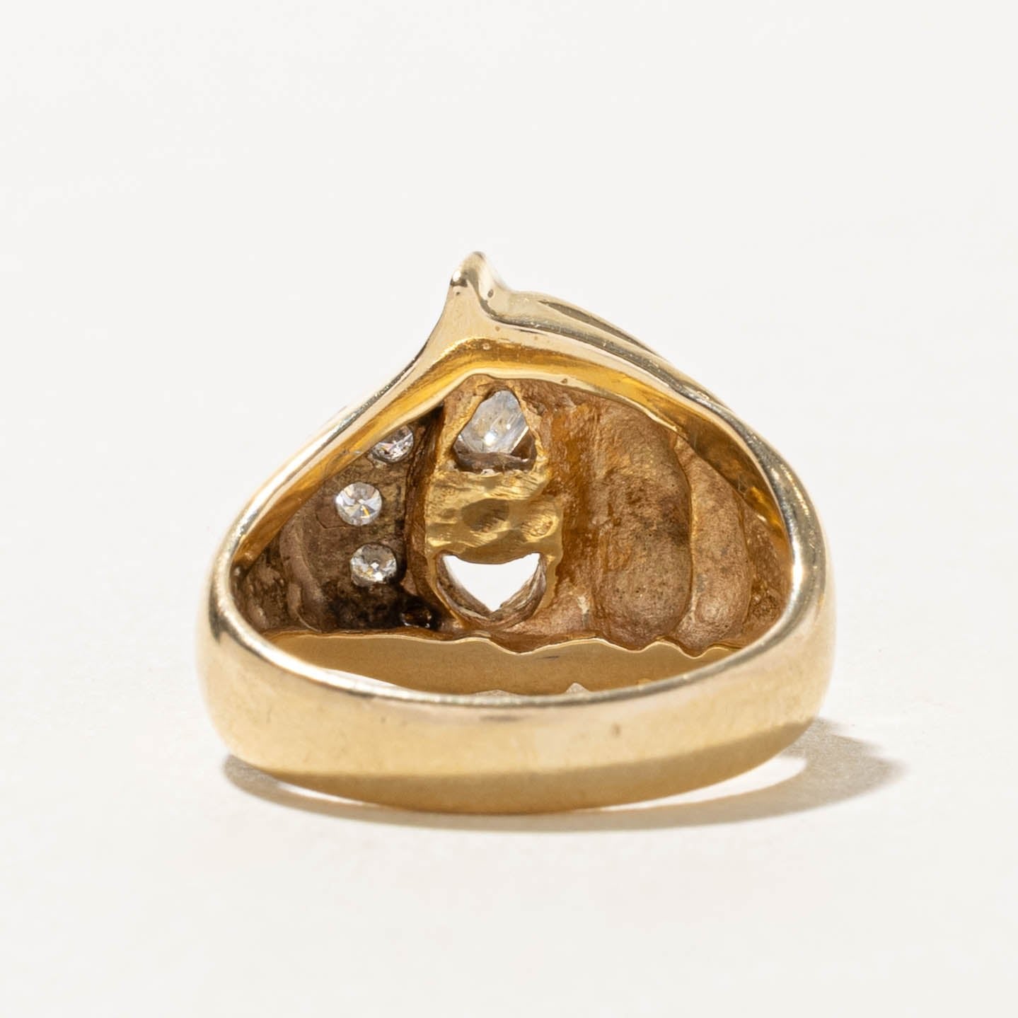 14k Diamond Waterfall Croissant Style Cocktail Ring | 1.07ctw | SZ 6.75