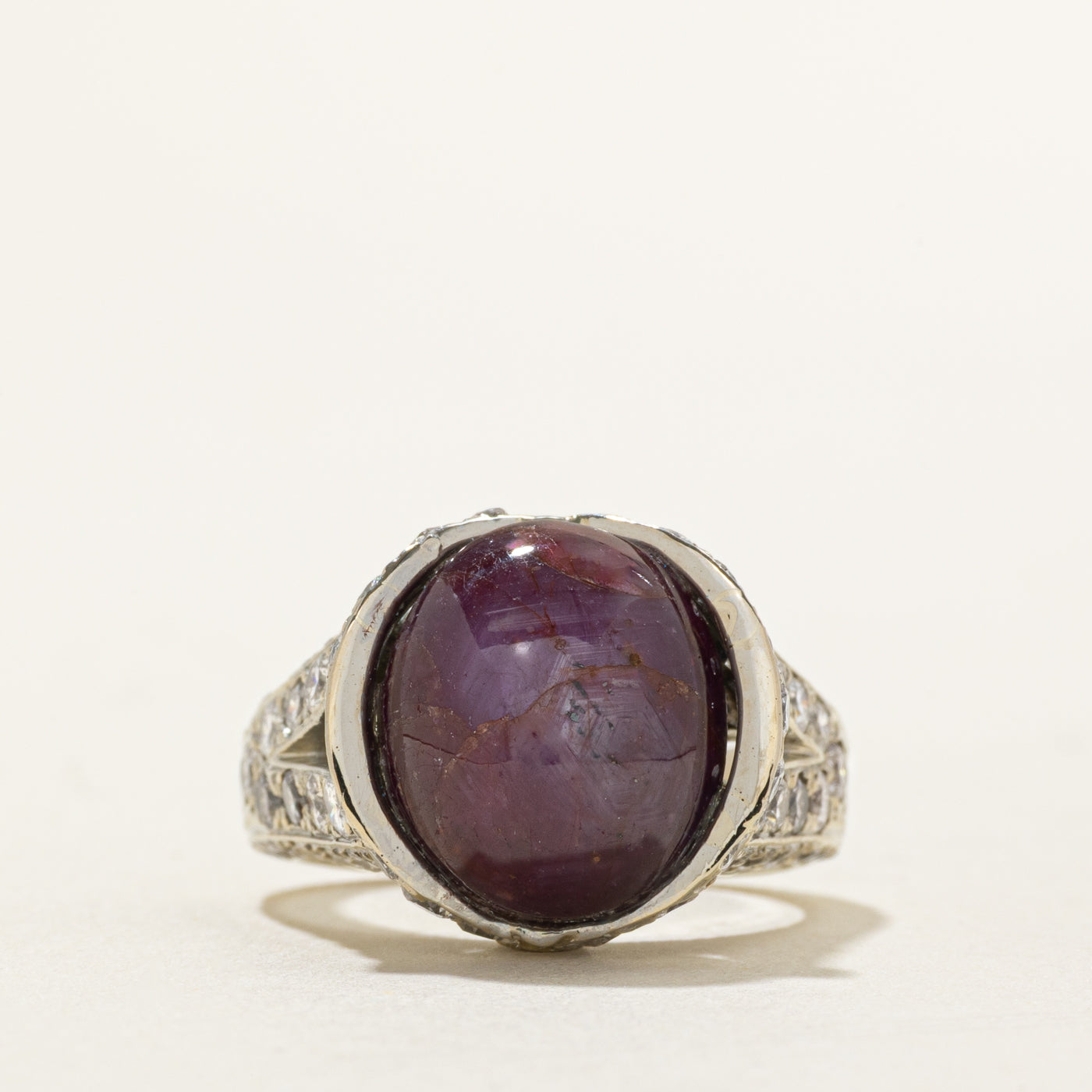 Star Ruby & Diamond Cocktail Ring | 1.10ctw, 11.45ct | SZ 5.25 |