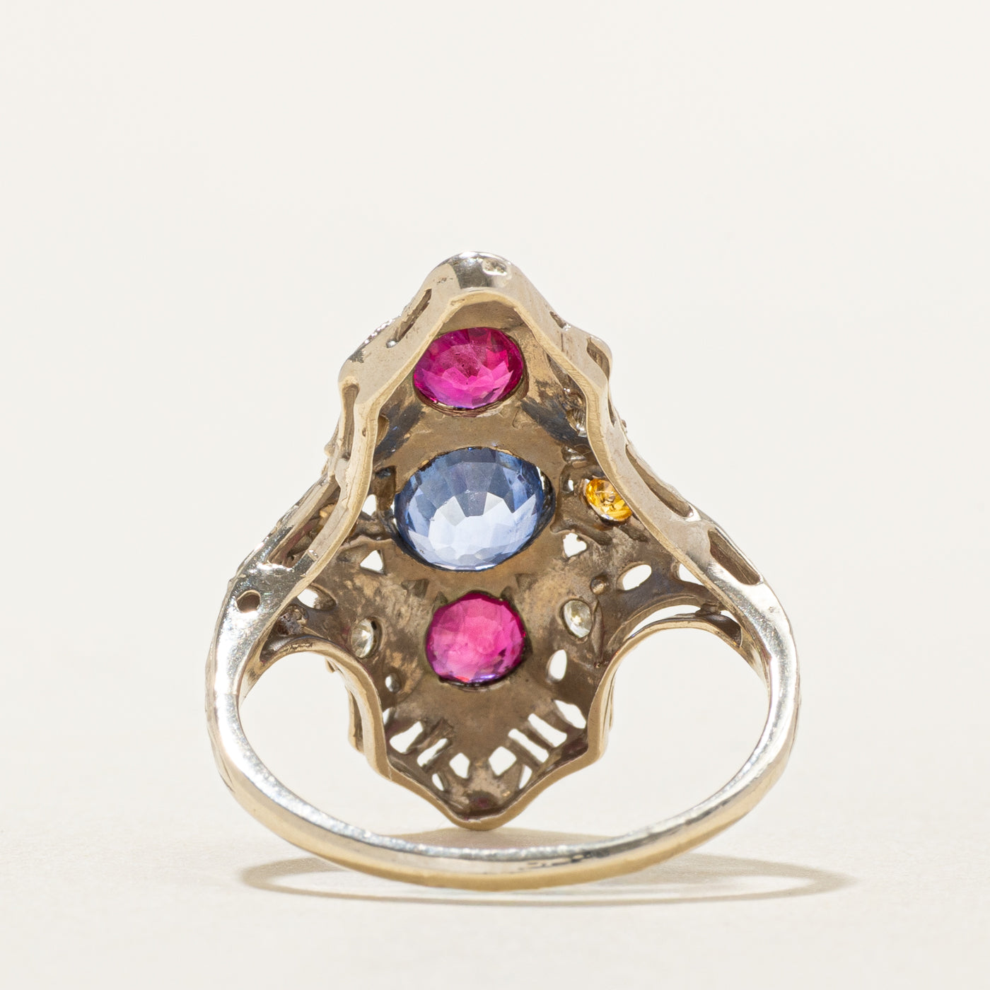 Art Deco Inspired Multi Gem Ring | 0.70ct, 0.50ct, 0.18ct | SZ 6.25 |