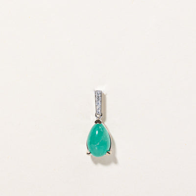 Cabochon Cut Emerald & Diamond Pendant | 3.10ct, 0.06ctw |