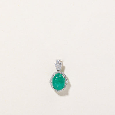 Cabochon Cut Emerald & Diamond Pendant | 2.18ct, 0.18ctw |