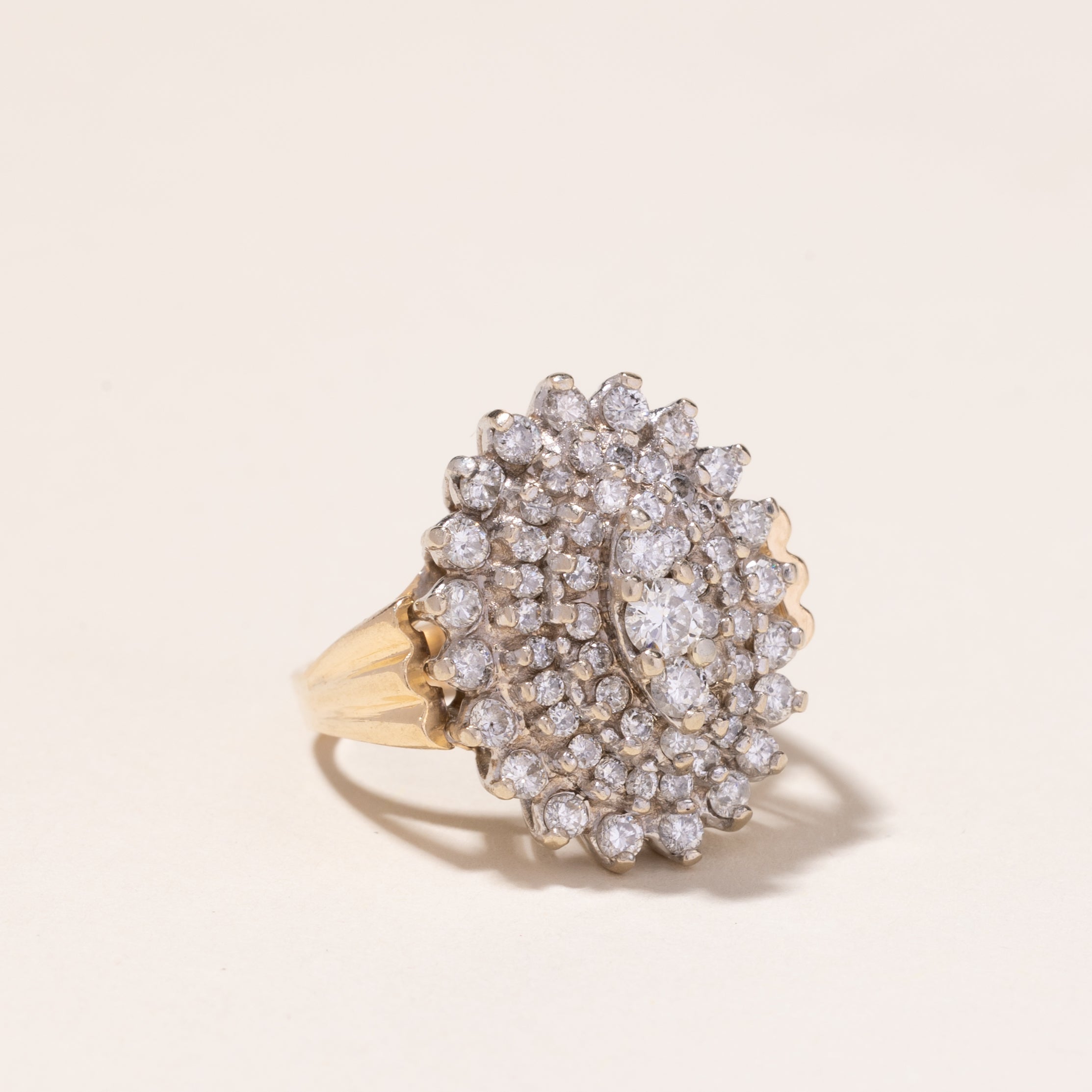 10k Yellow and White Gold Diamond Ring | 1.56ctw | SZ 8