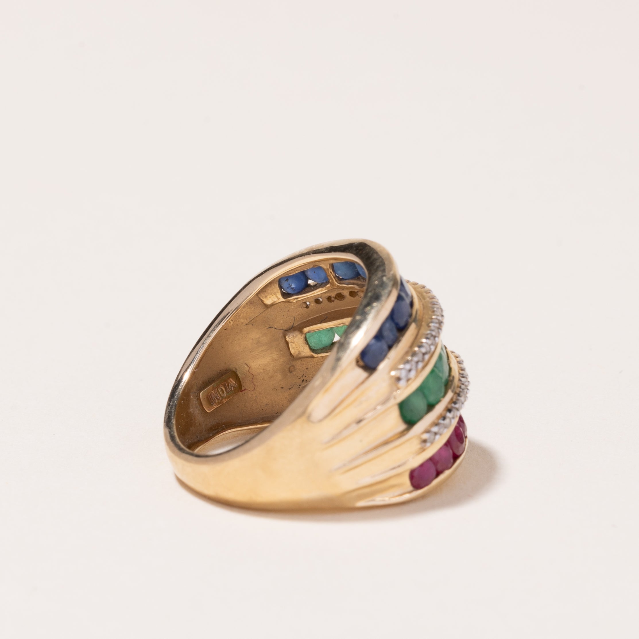 14k Yellow Gold Multi Gem Cocktail Ring | 10.74ctw, 0.15ctw | SZ 6.25