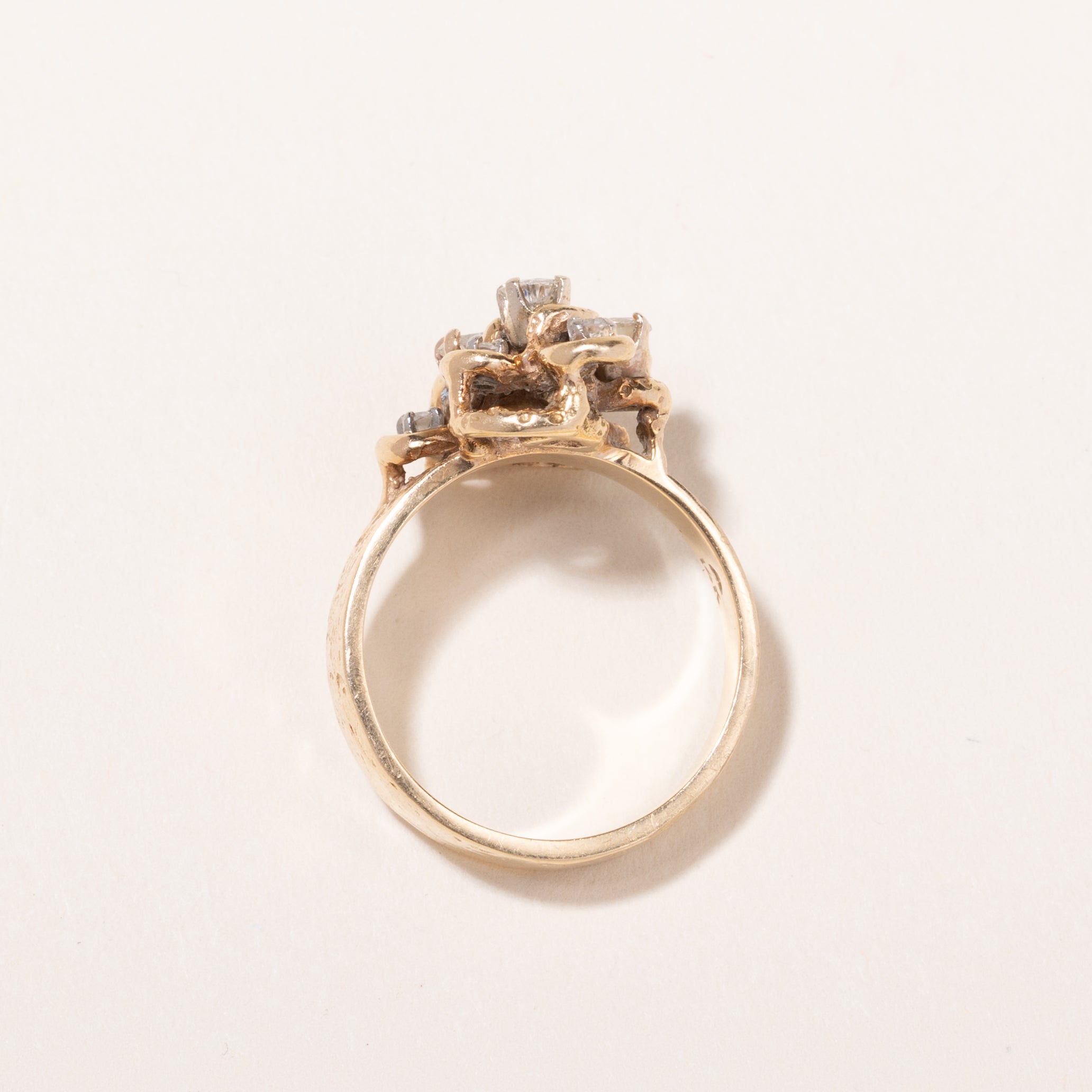 14k Yellow Gold Diamond Cocktail Ring | 0.56ctw | SZ 8.25