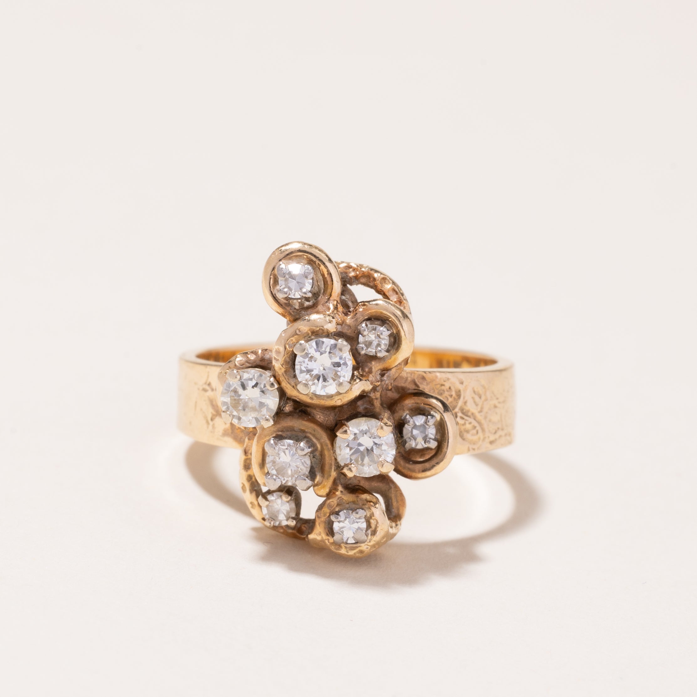 14k Yellow Gold Diamond Cocktail Ring | 0.56ctw | SZ 8.25
