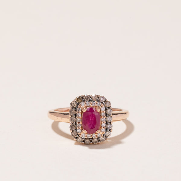 14k Rose Gold Ruby and Diamond Ring | 0.54ctw, 0.43ctw | SZ 5.5