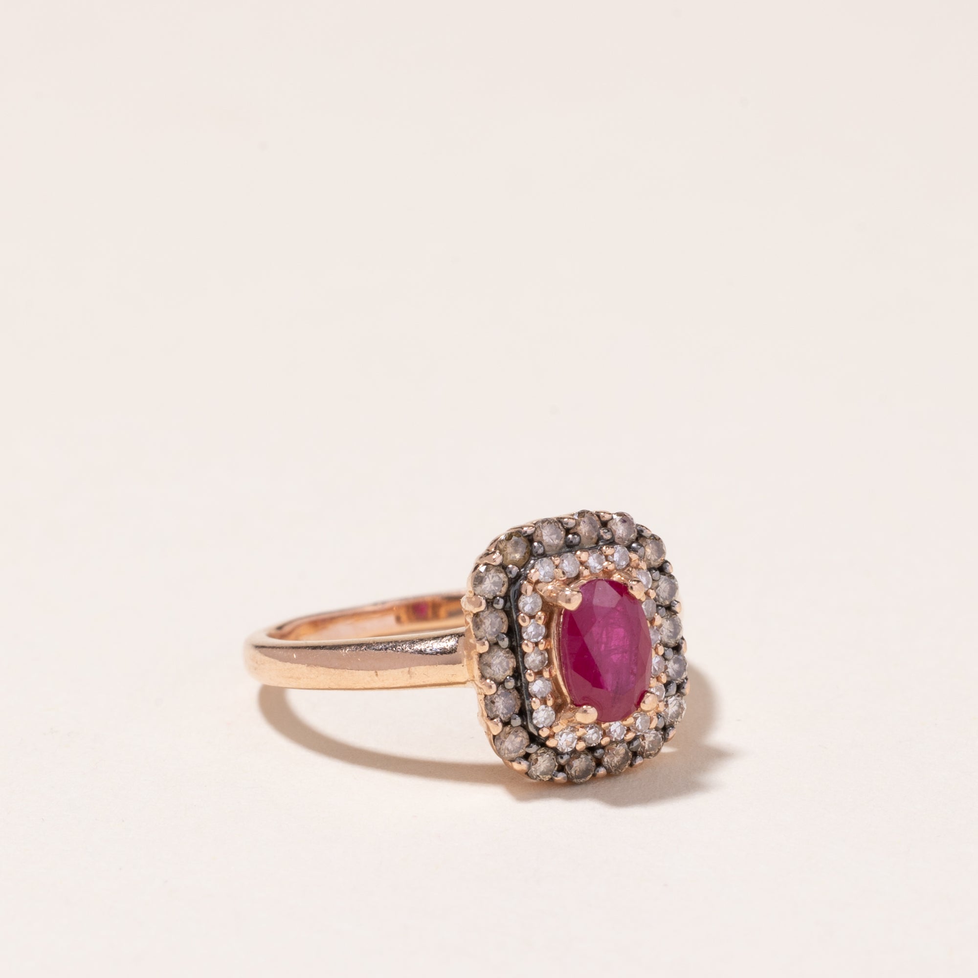 14k Rose Gold Ruby and Diamond Ring | 0.54ctw, 0.43ctw | SZ 5.5