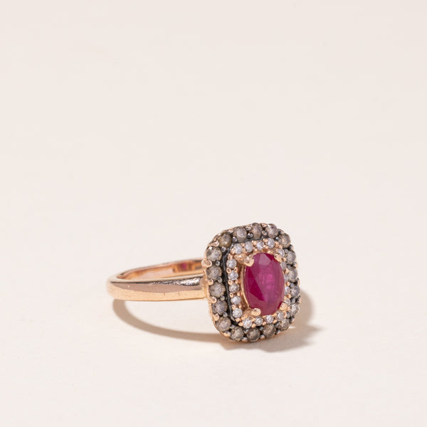 14k Rose Gold Ruby and Diamond Ring | 0.54ctw, 0.43ctw | SZ 5.5