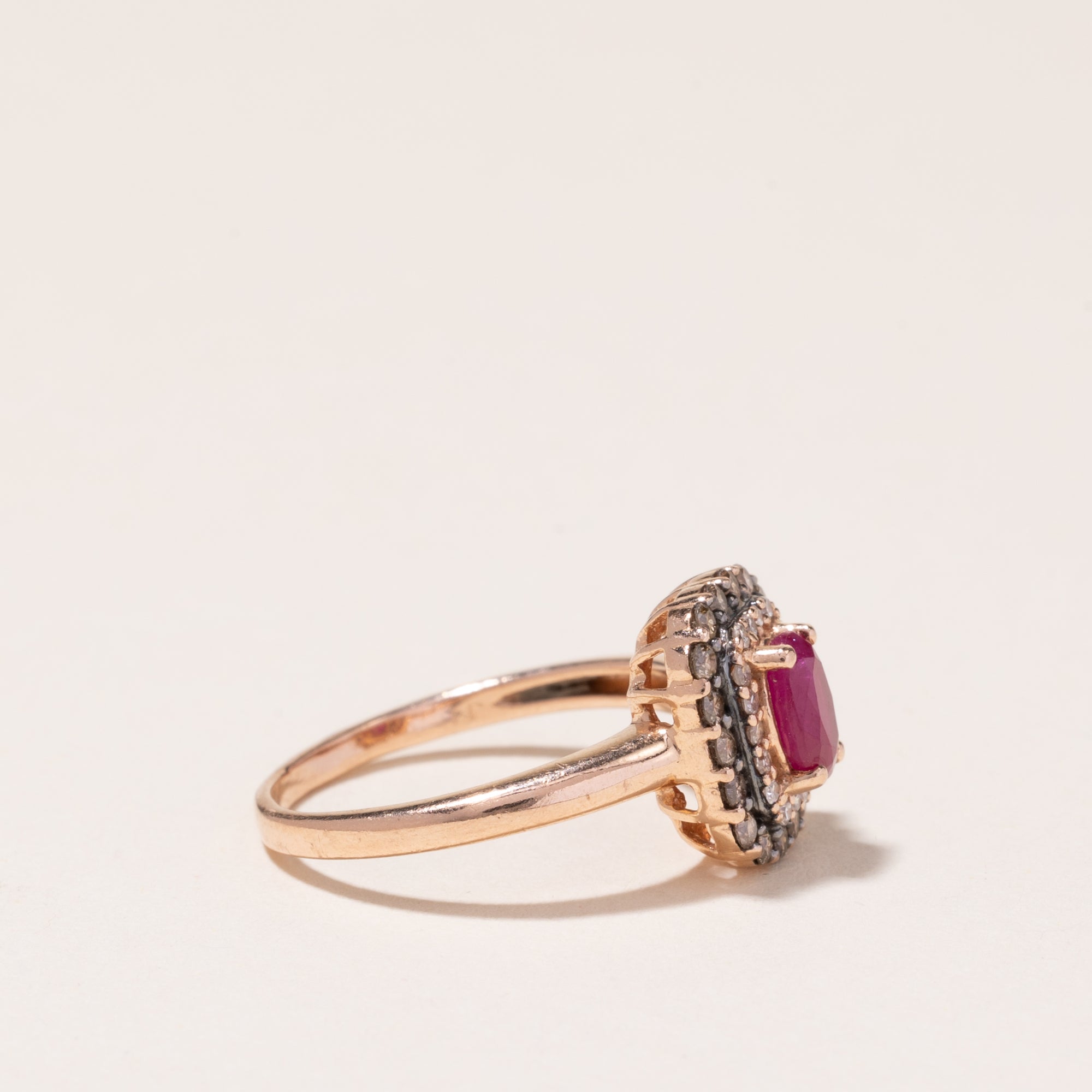 14k Rose Gold Ruby and Diamond Ring | 0.54ctw, 0.43ctw | SZ 5.5