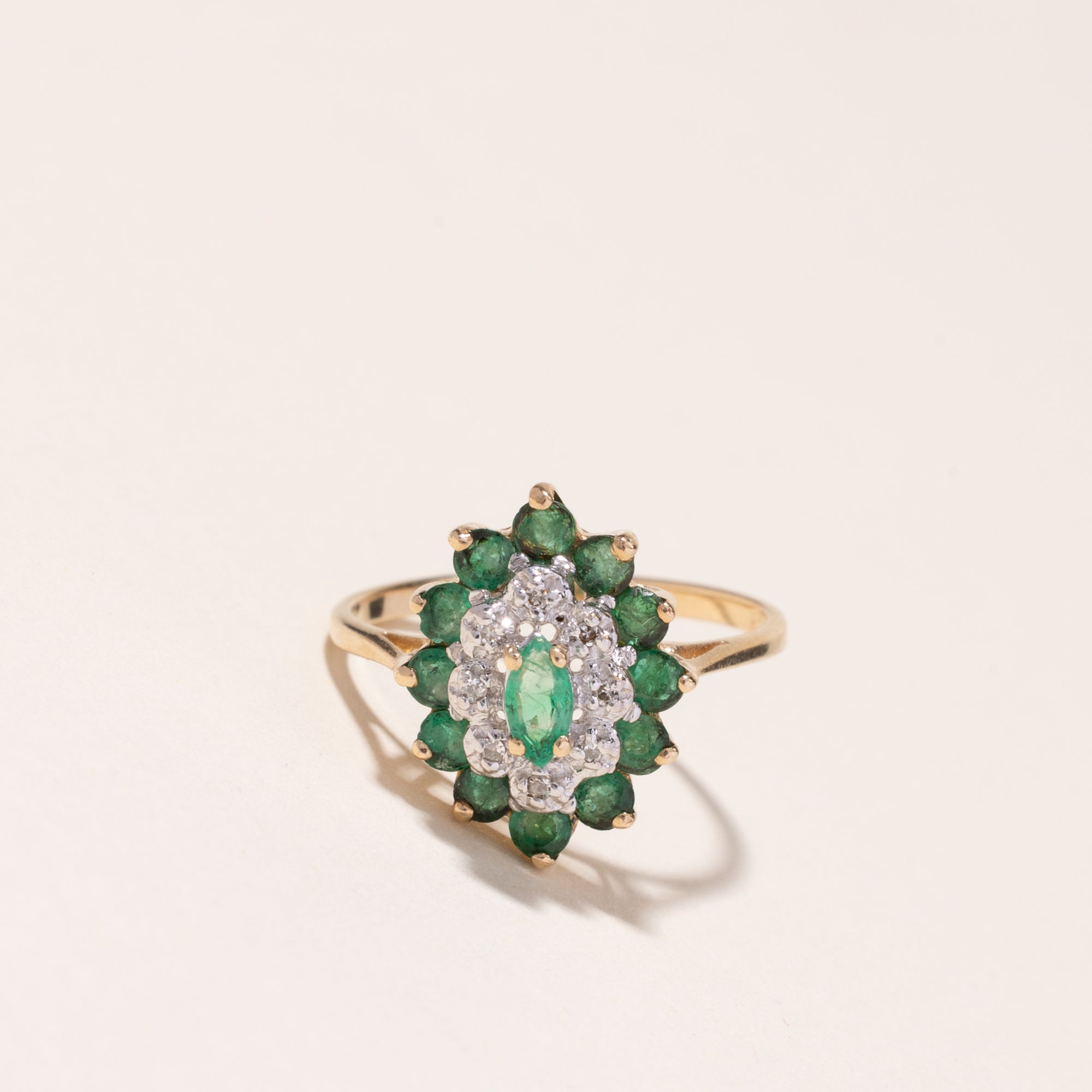 10k Yellow Gold Emerald & Diamond Ring | 0.68ctw, 0.04ctw | SZ 5.75