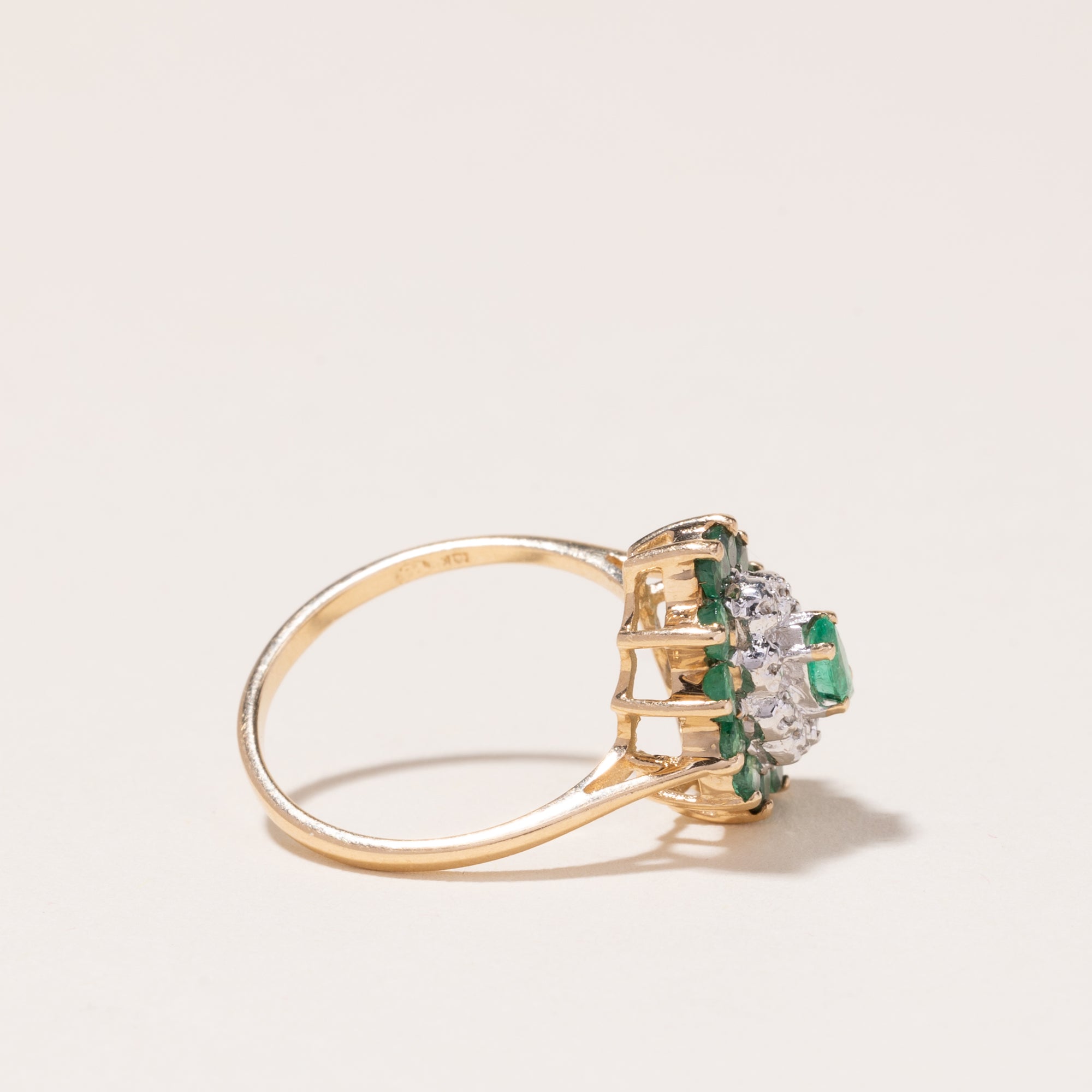 10k Yellow Gold Emerald & Diamond Ring | 0.68ctw, 0.04ctw | SZ 5.75