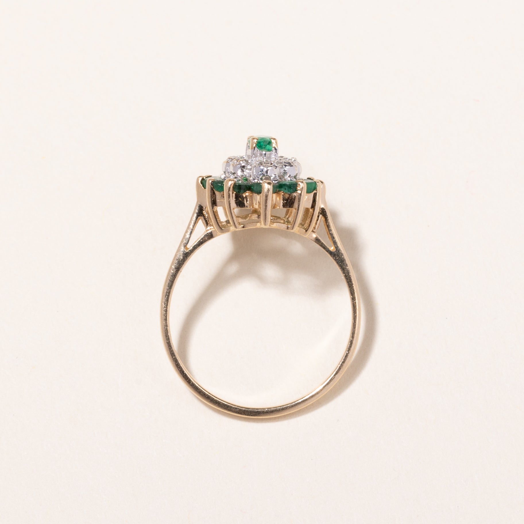 10k Yellow Gold Emerald & Diamond Ring | 0.68ctw, 0.04ctw | SZ 5.75