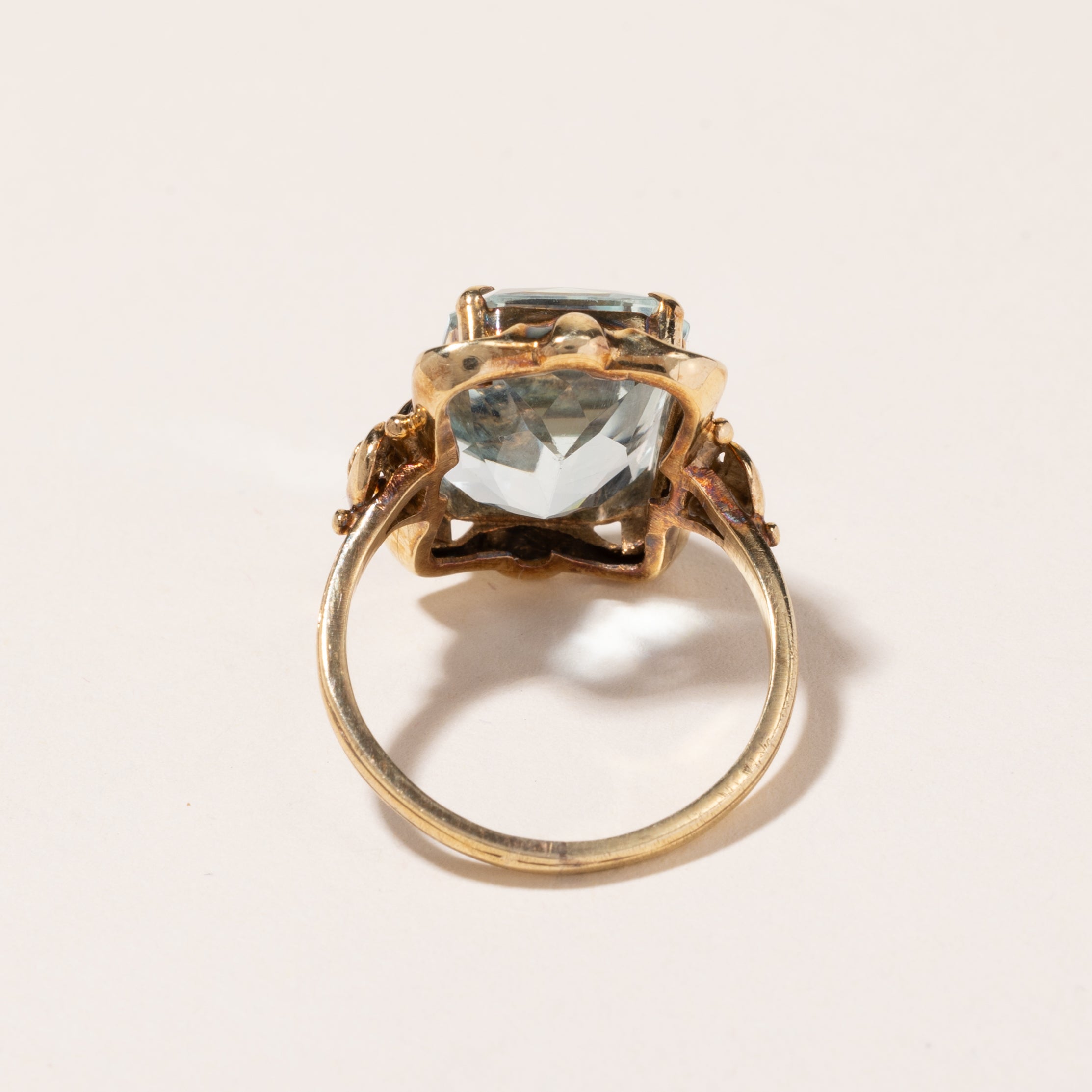 Bague en or jaune 14 carats et aigue-marine | 8,03 ct | Taille 6,5 