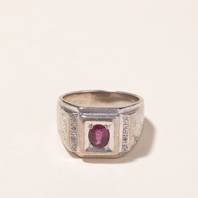 18k White Gold Ruby and Diamond Ring | 0.60ct, 0.08ctw | SZ 8.75
