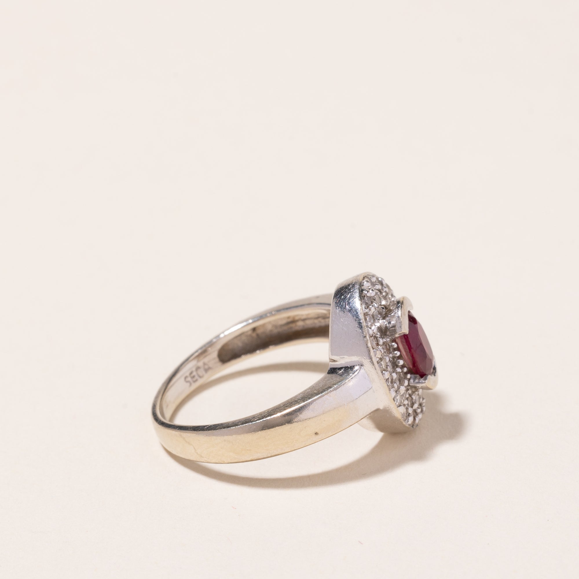 14k White Gold Ruby and Diamond Ring | 0.46ct, 0.39ctw | SZ 6.5