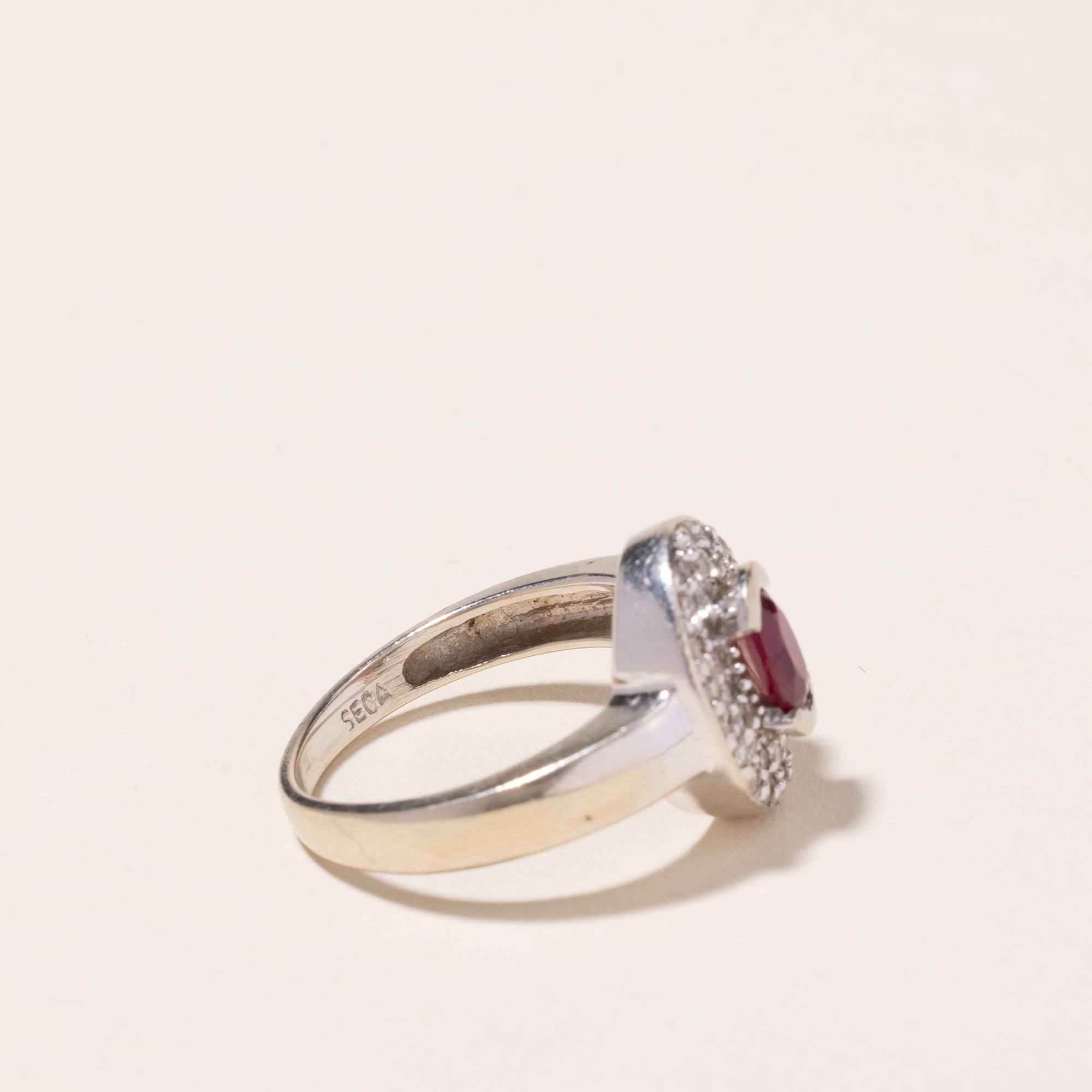 14k White Gold Ruby and Diamond Ring | 0.46ct, 0.39ctw | SZ 6.5