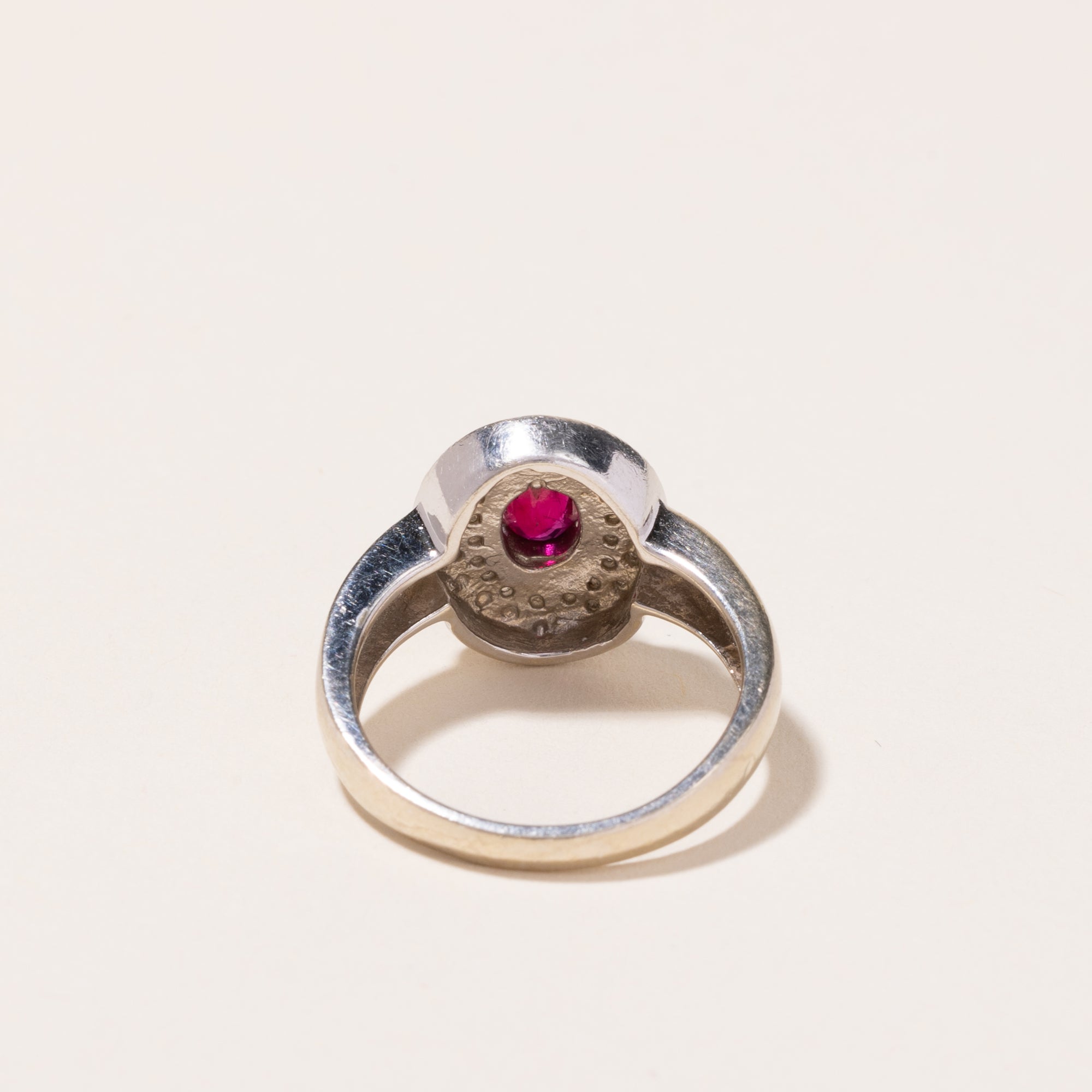 14k White Gold Ruby and Diamond Ring | 0.46ct, 0.39ctw | SZ 6.5