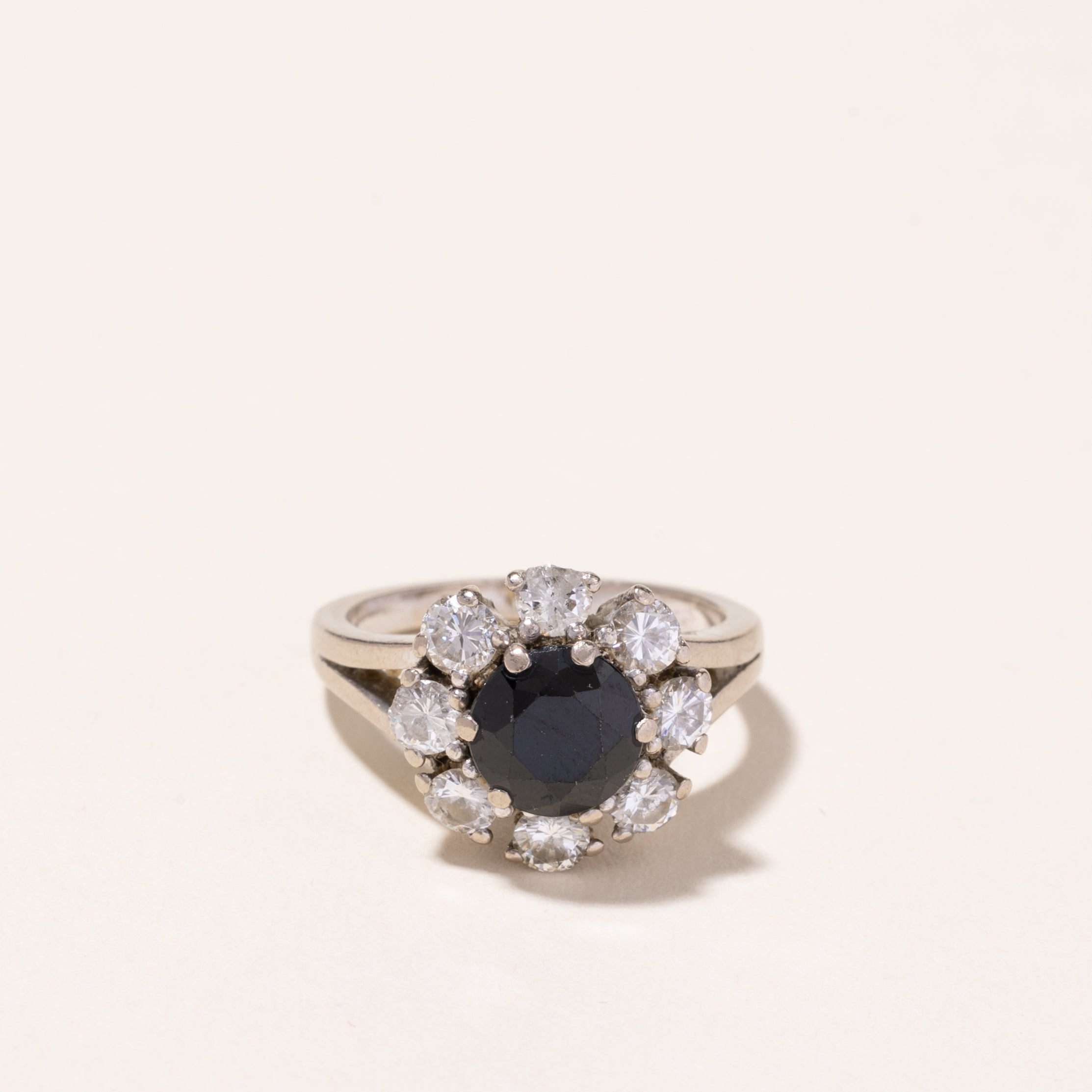 14k White Gold Sapphire and Diamond Ring | 2.11ct, 1.06ctw | SZ 6