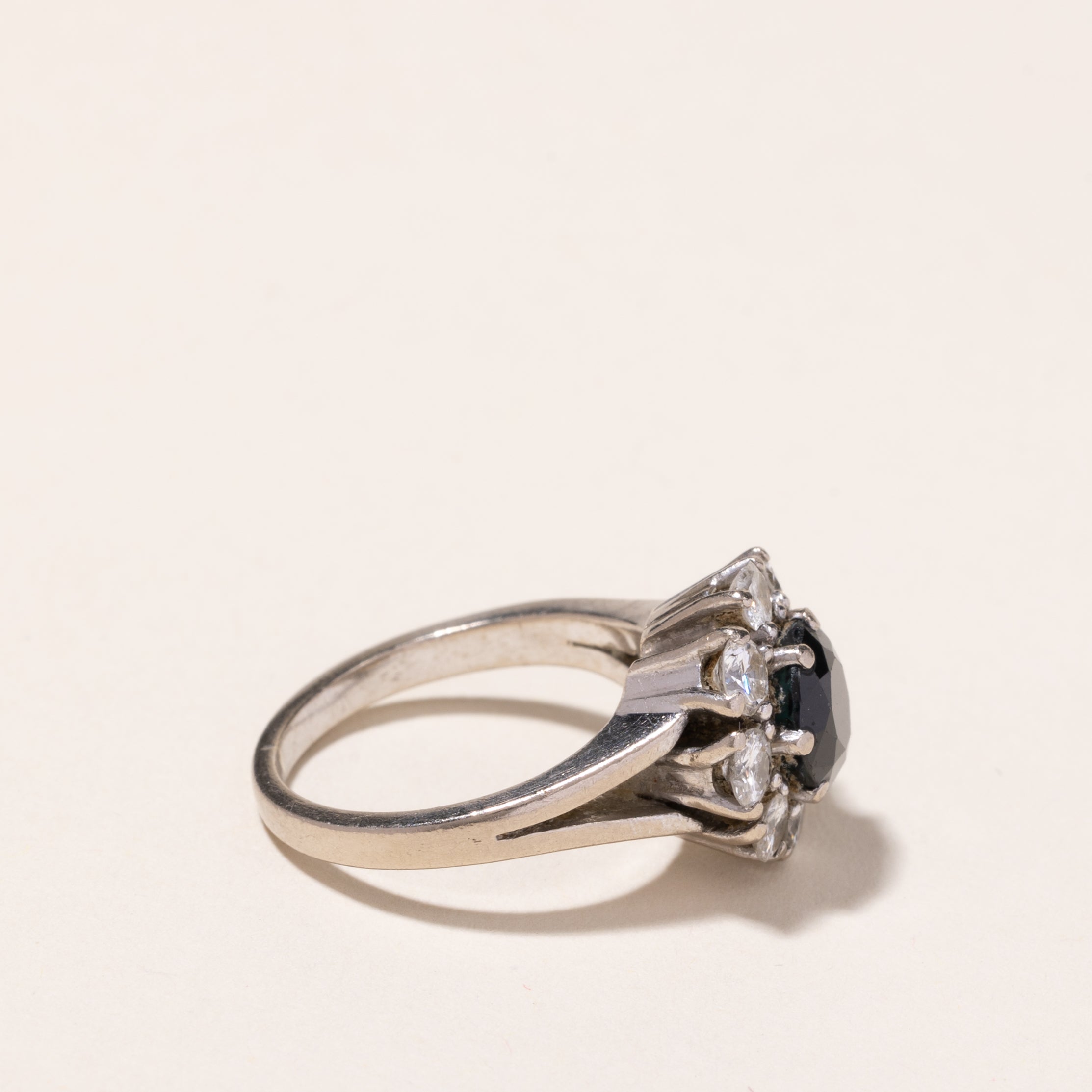 14k White Gold Sapphire and Diamond Ring | 2.11ct, 1.06ctw | SZ 6