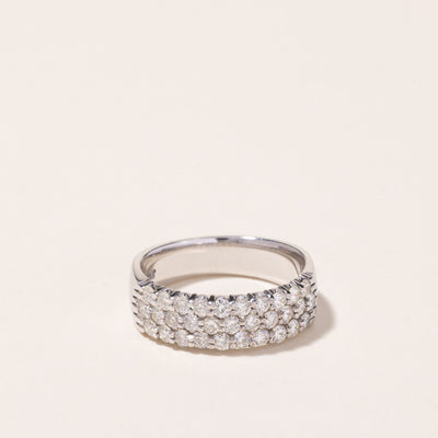 14k White Gold Triple Row Diamond Ring | 1.00ctw | SZ 7
