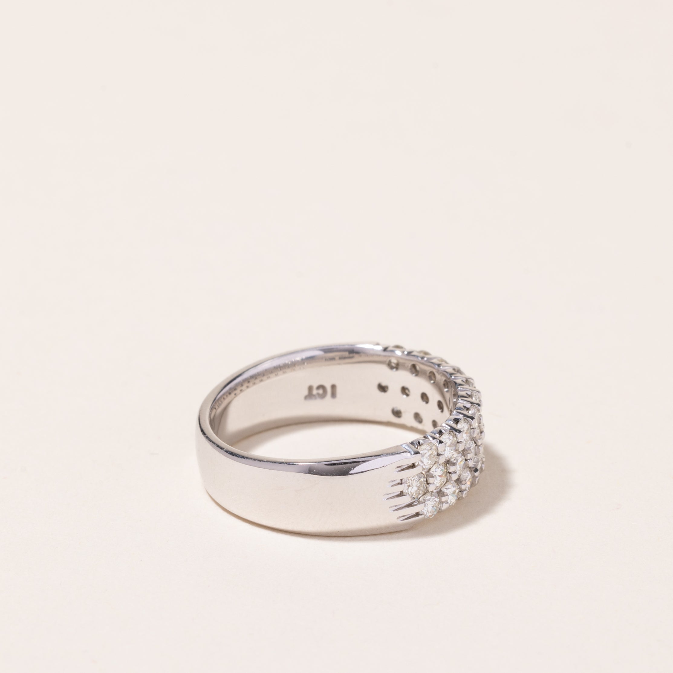 14k White Gold Triple Row Diamond Ring | 1.00ctw | SZ 7