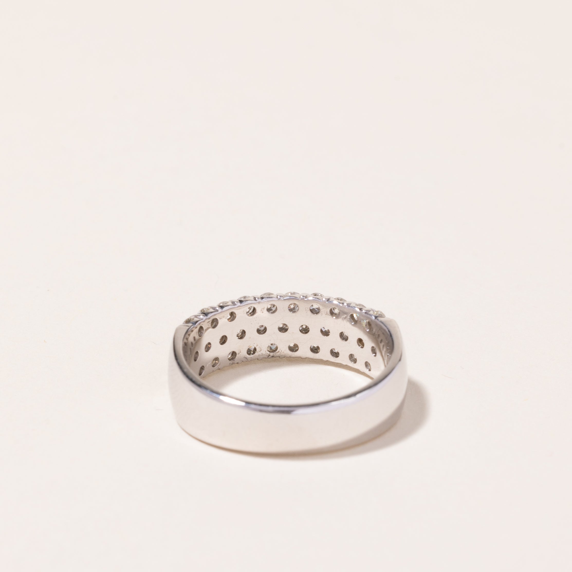 14k White Gold Triple Row Diamond Ring | 1.00ctw | SZ 7