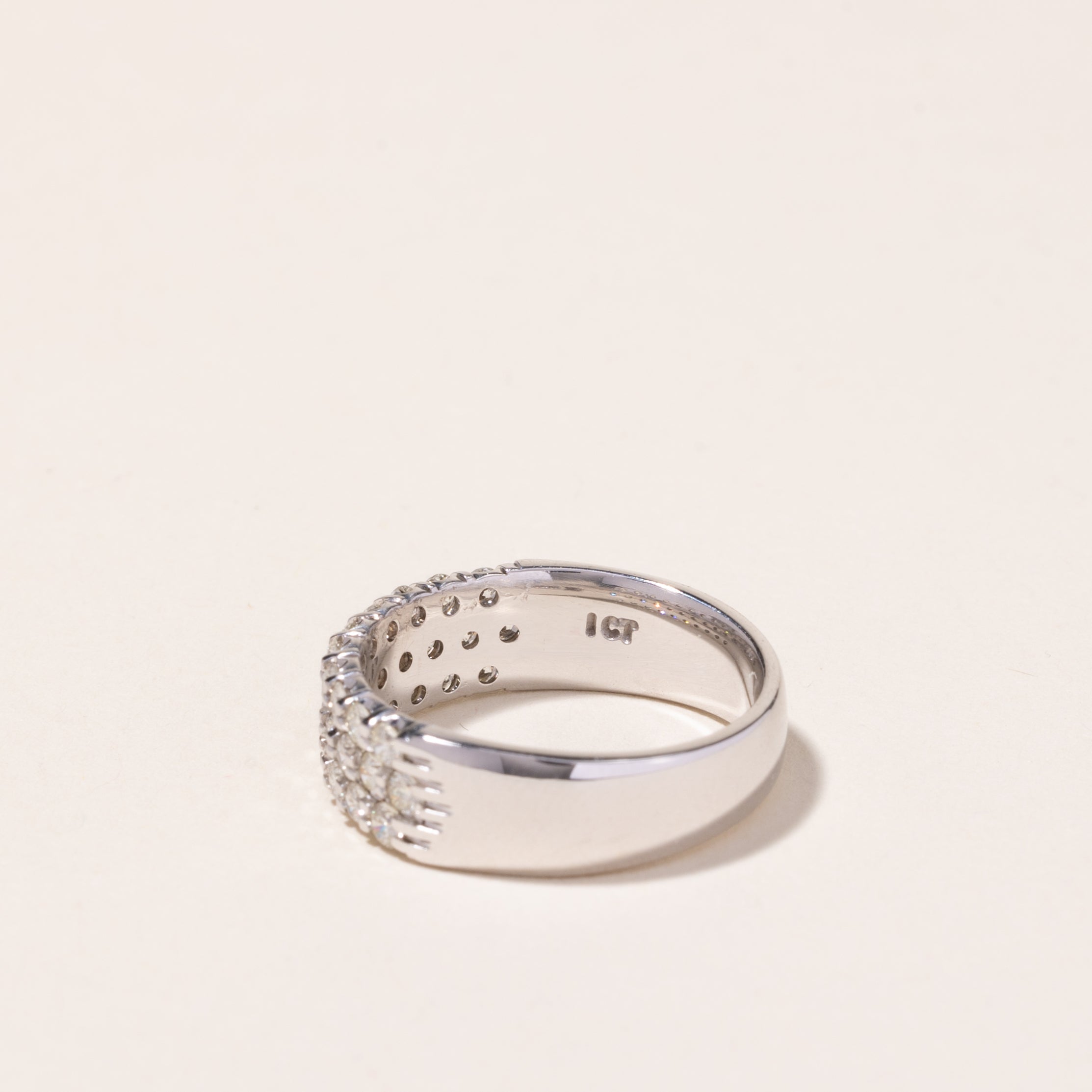 14k White Gold Triple Row Diamond Ring | 1.00ctw | SZ 7