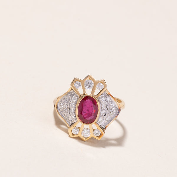 14k Yellow Gold Ruby and Diamond Ring | 0.58ct, 0.14ctw | SZ 4.5