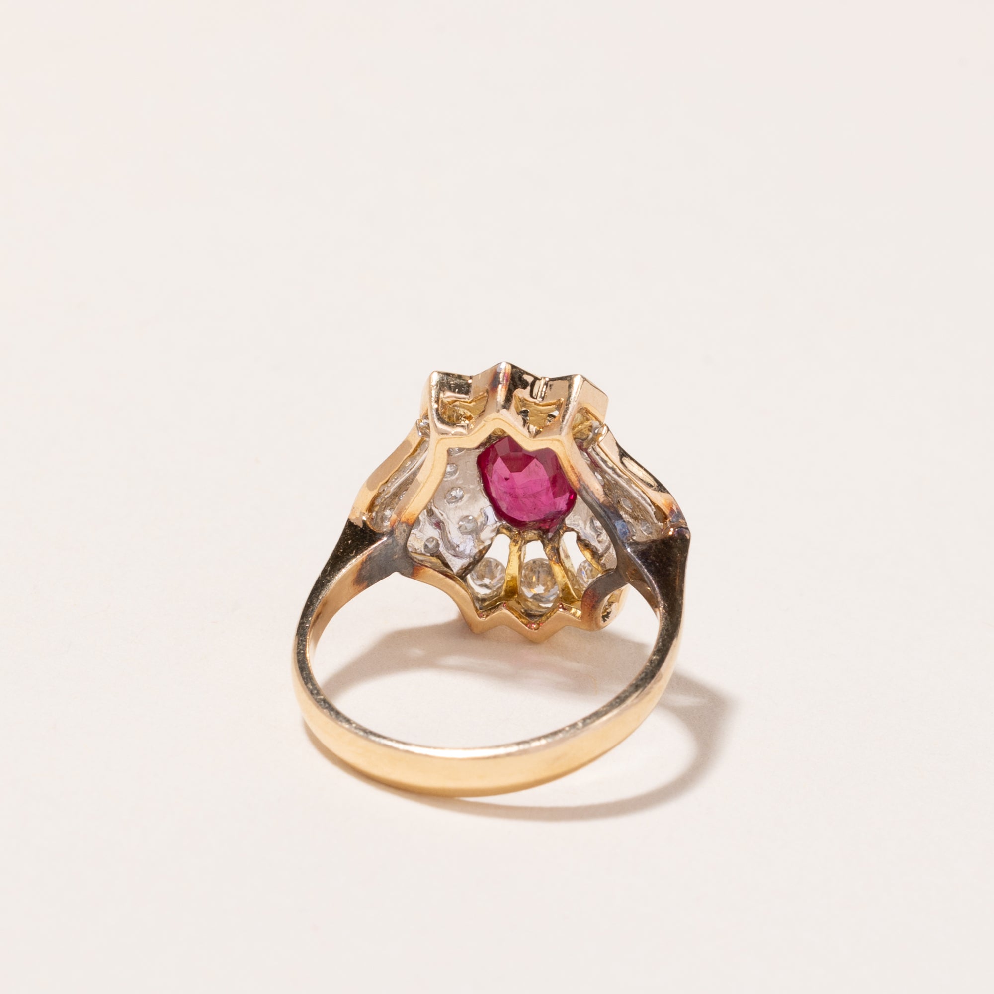 14k Yellow Gold Ruby and Diamond Ring | 0.58ct, 0.14ctw | SZ 4.5