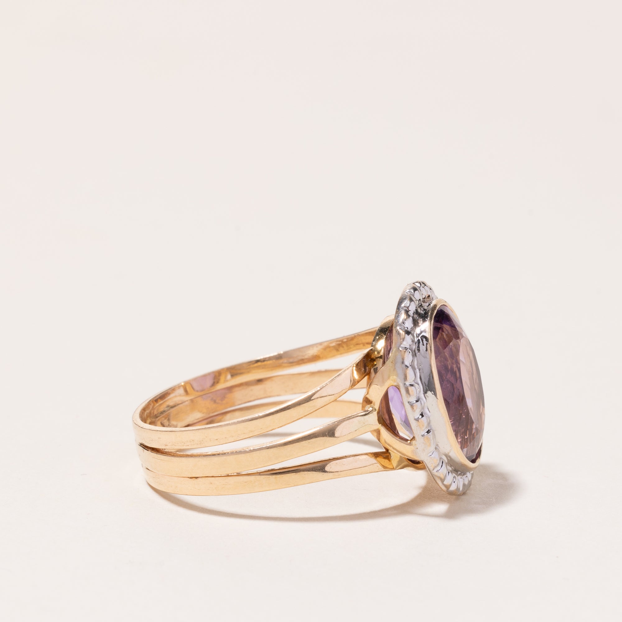 14k Yellow and White Gold Amethyst Ring | 5.29ct | SZ 11