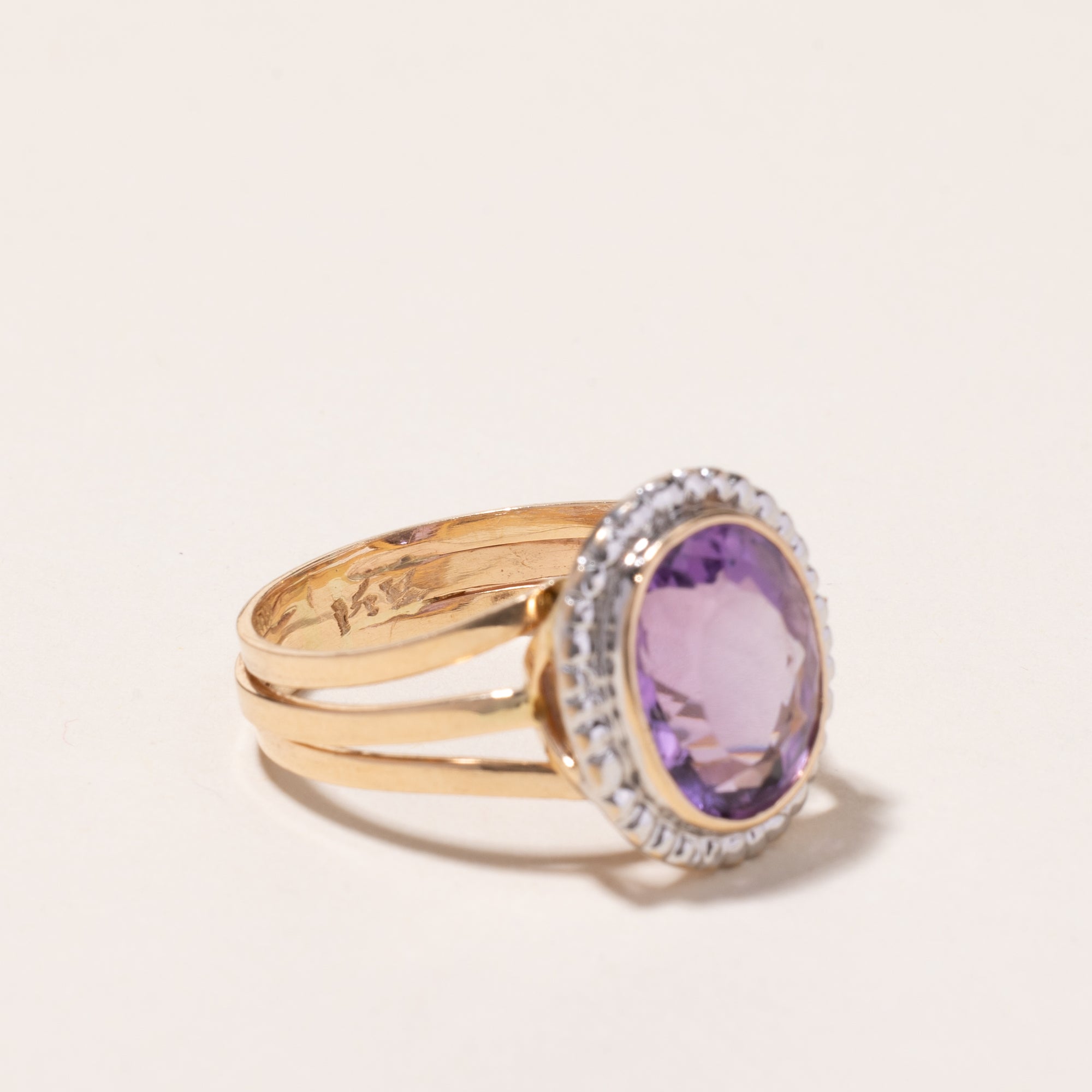 14k Yellow and White Gold Amethyst Ring | 5.29ct | SZ 11