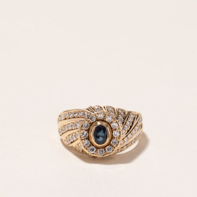 14k Yellow Gold Sapphire and Diamond Ring | 0.22ct, 0.46ctw | SZ 5