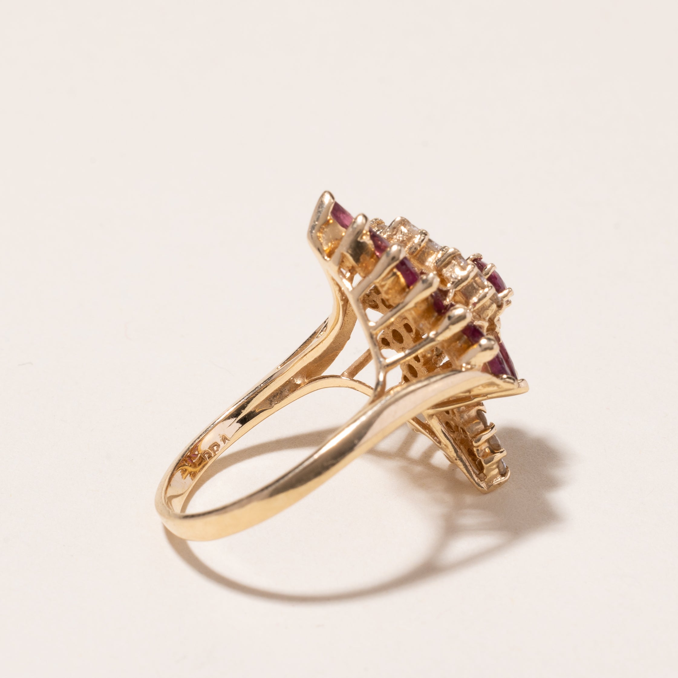 14k Yellow Gold Ruby and Diamond Ring | 1.85ctw, 0.50ctw | SZ 6.75