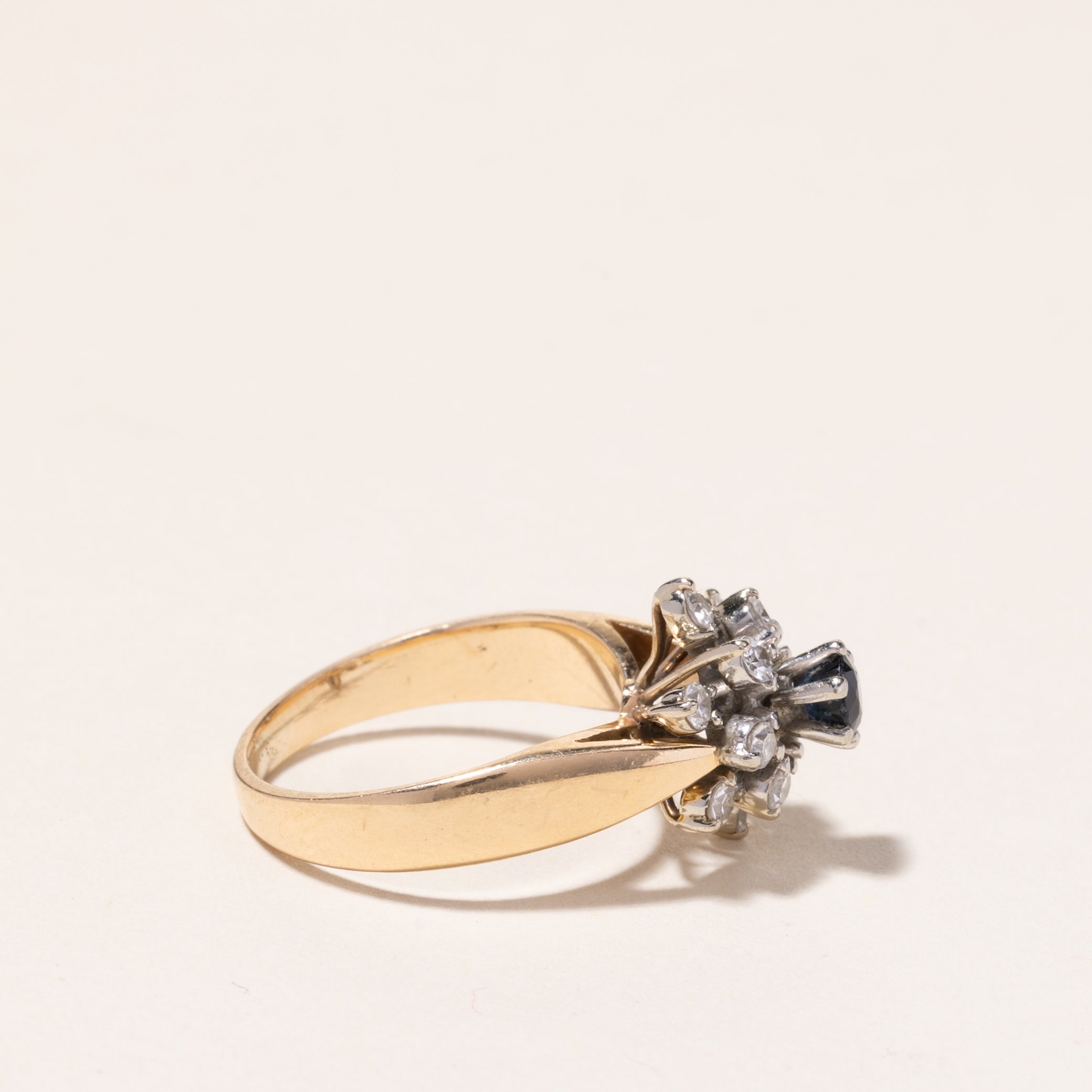 14k Yellow Gold Blue Sapphire and Diamond Ring | 0.27ct, 0.36ctw | SZ 5