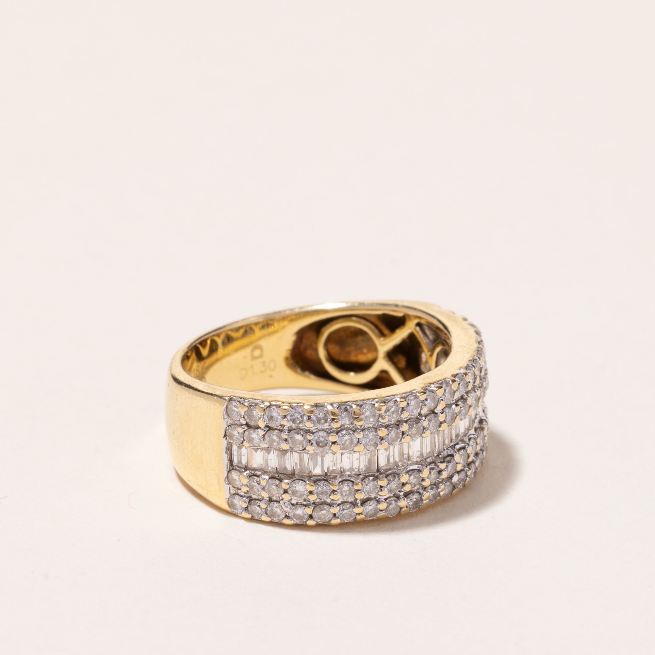 18k Yellow Gold Five Rows Diamond Ring | 1.30ctw | SZ 7.25