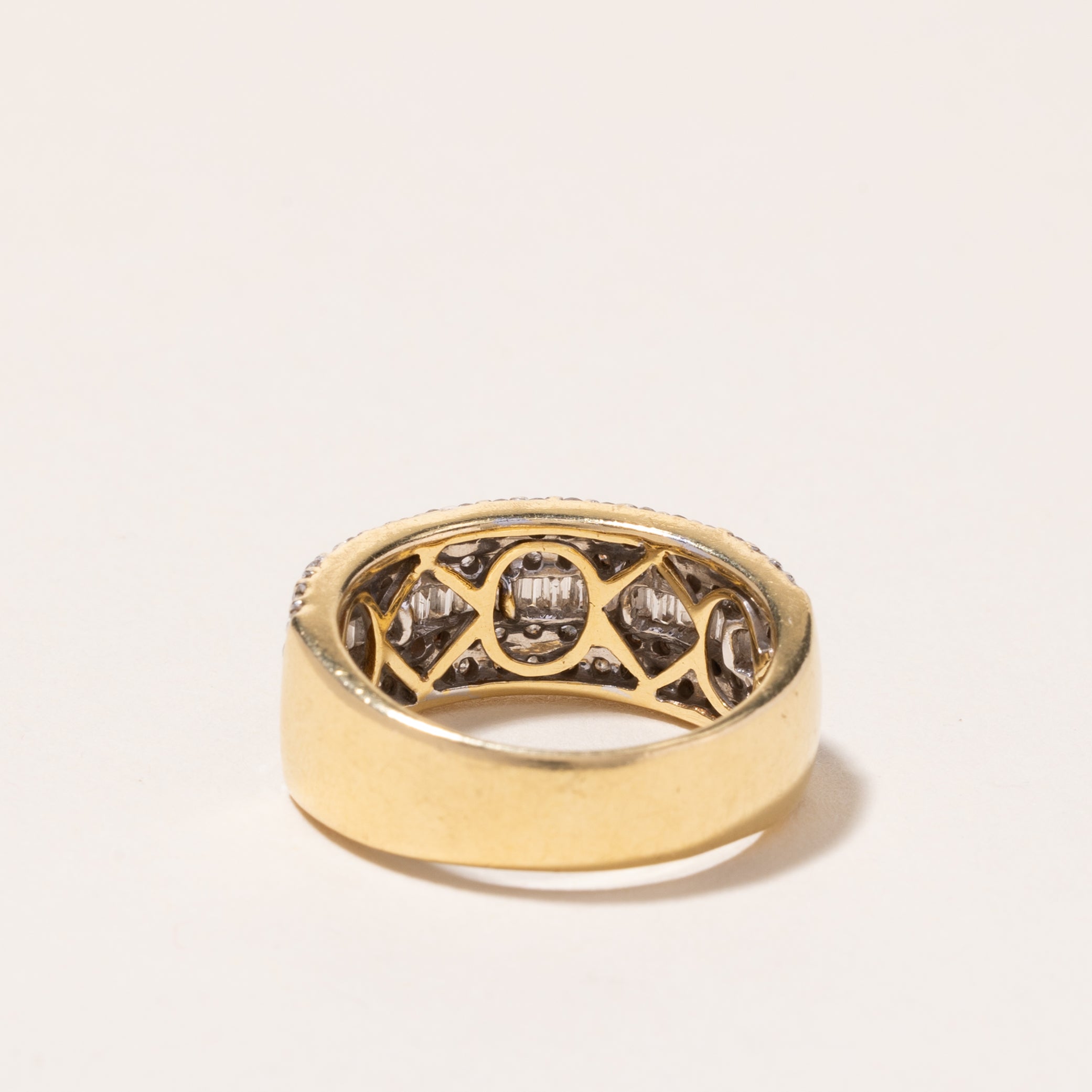 18k Yellow Gold Five Rows Diamond Ring | 1.30ctw | SZ 7.25