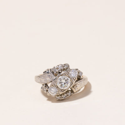 14k Two Tone Gold Diamond Ring | 0.99ctw | SZ 5.25