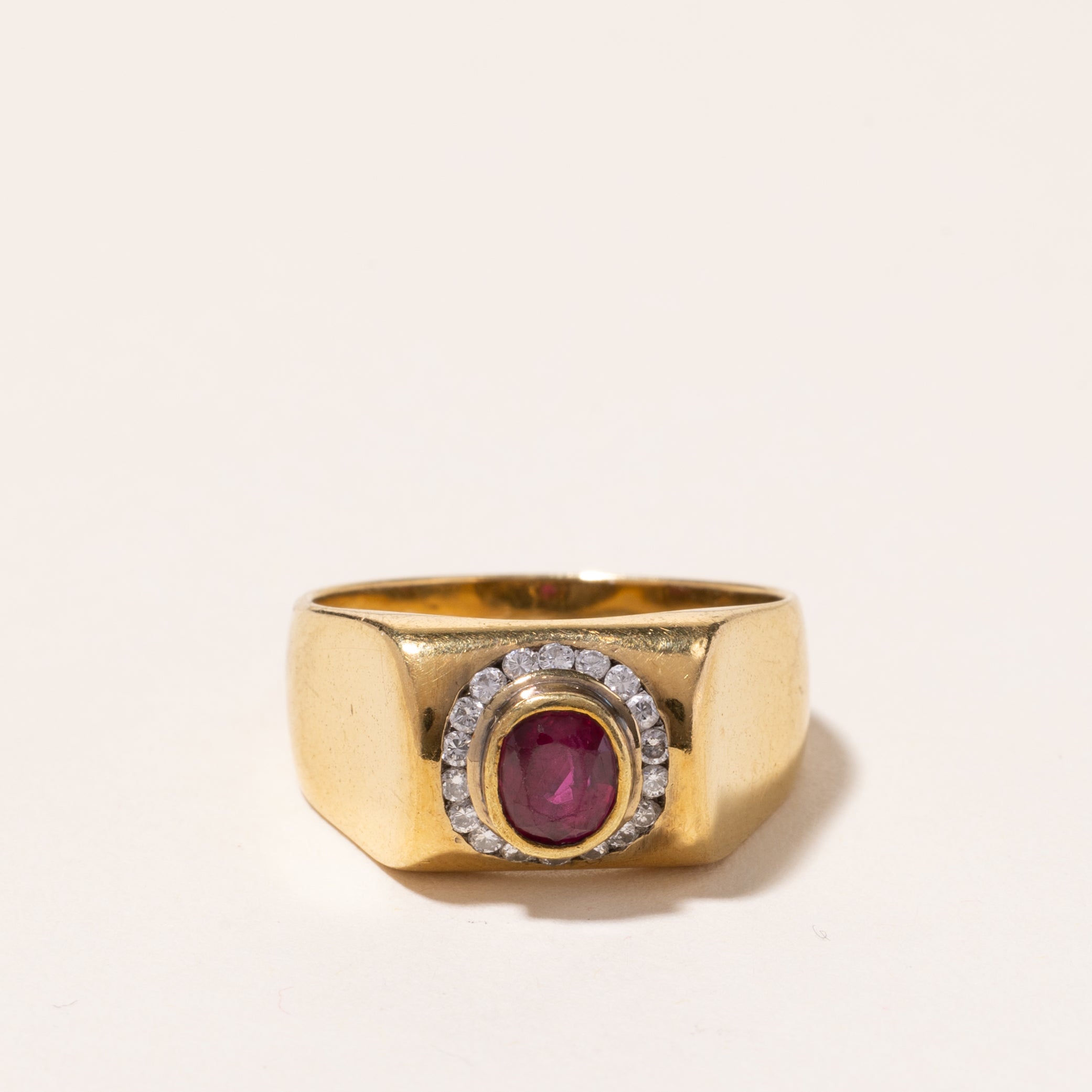 18k Yellow Gold Ruby and Diamond Ring | 0.88ct, 0.27ctw | SZ 9.5