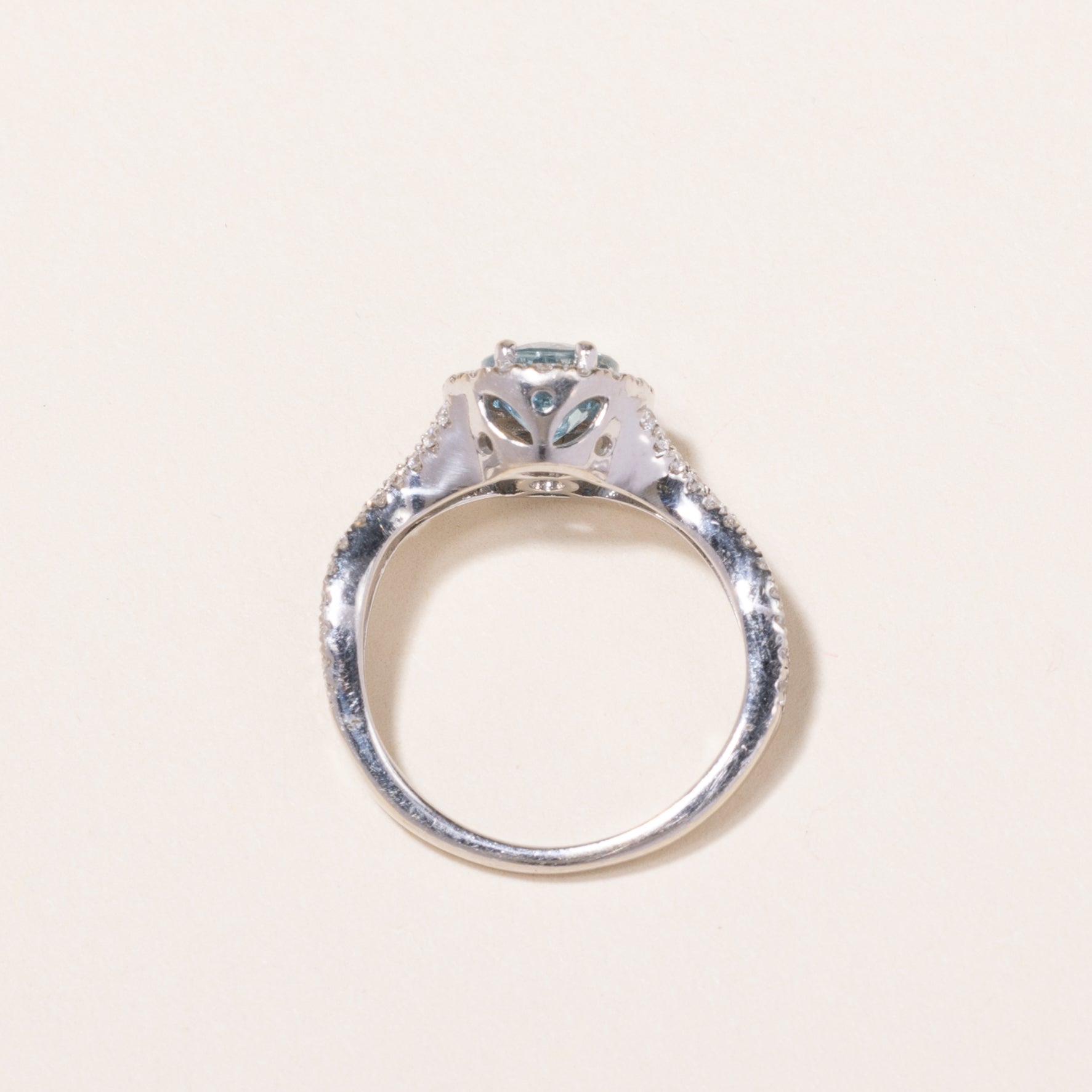 14k White Gold Aquamarine and Diamond Ring | 0.93ct, 0.43ctw | SZ 4.75