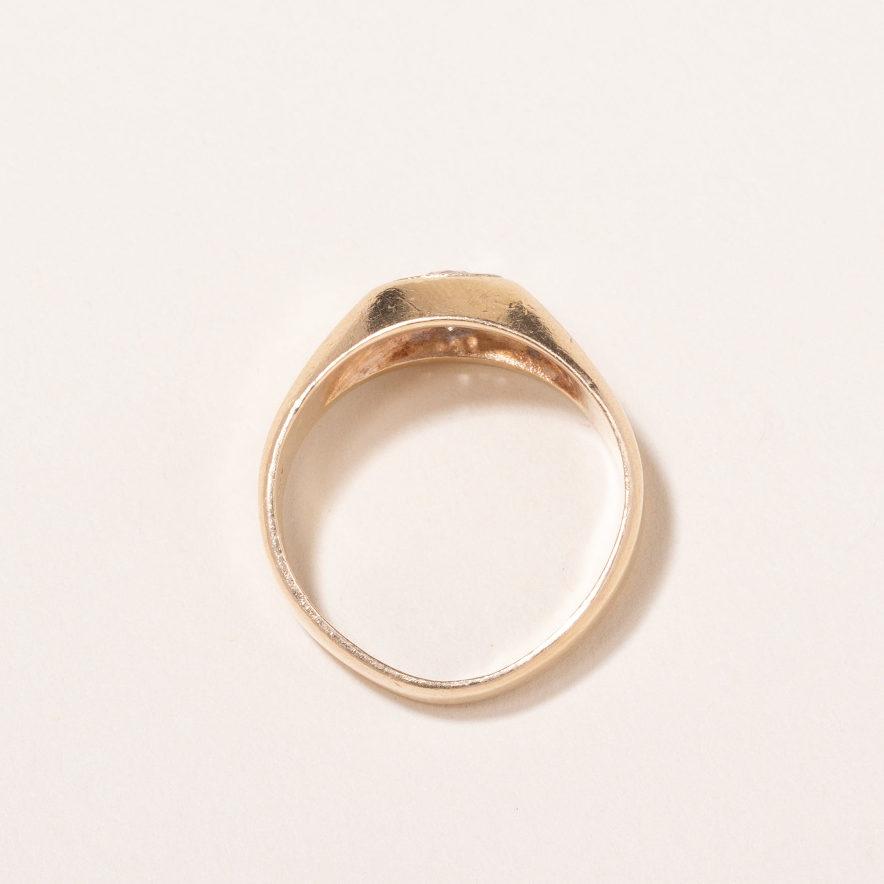 Bague en or jaune et blanc 10 carats sertie d'un diamant de 0,36 ct | Taille 7 