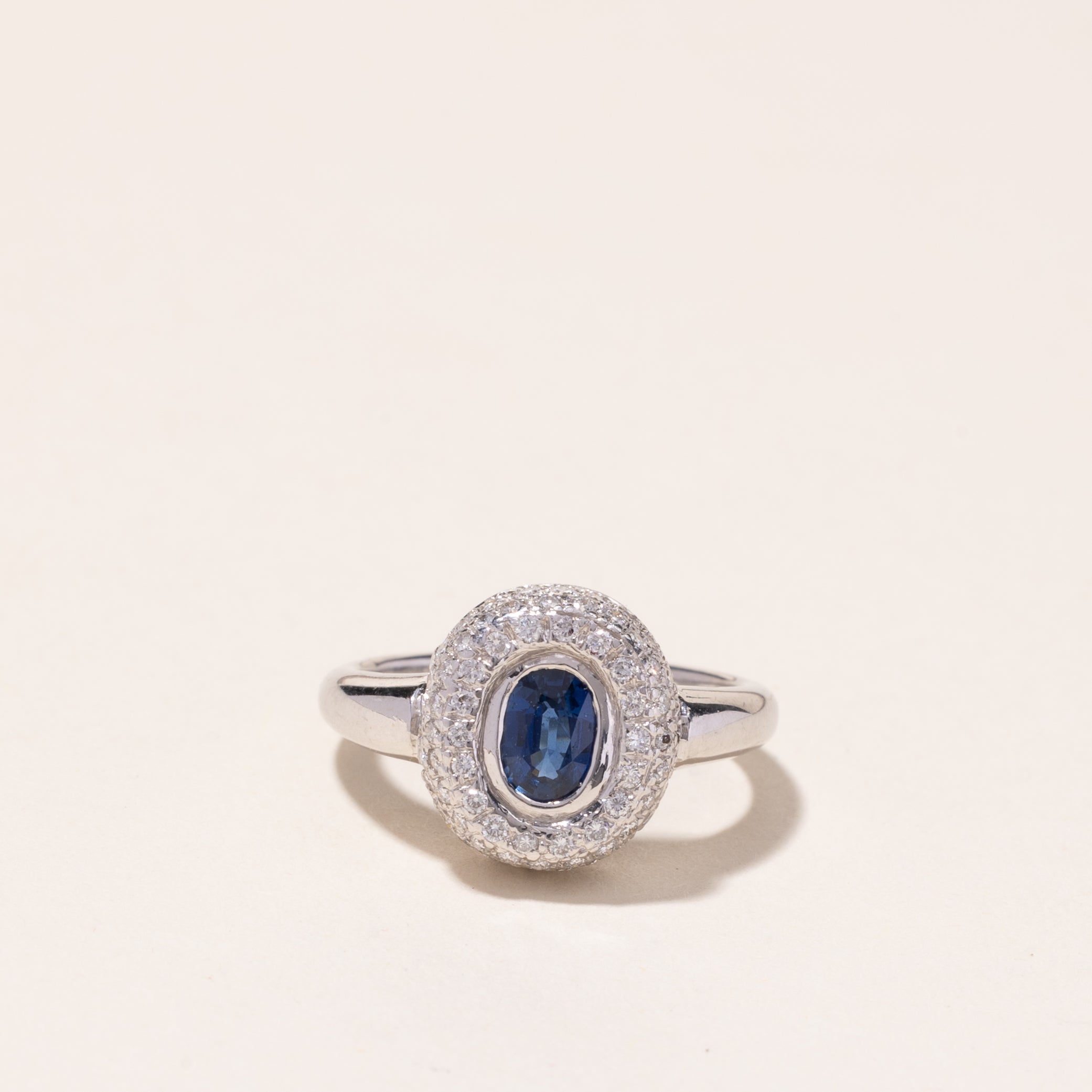 18k White Gold Blue Sapphire and Diamond Ring | 0.54ct, 0.63ctw | SZ 5