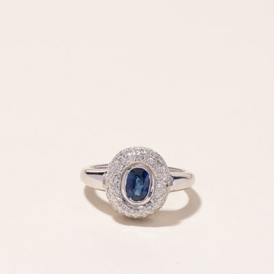 18k White Gold Blue Sapphire and Diamond Ring | 0.54ct, 0.63ctw | SZ 5