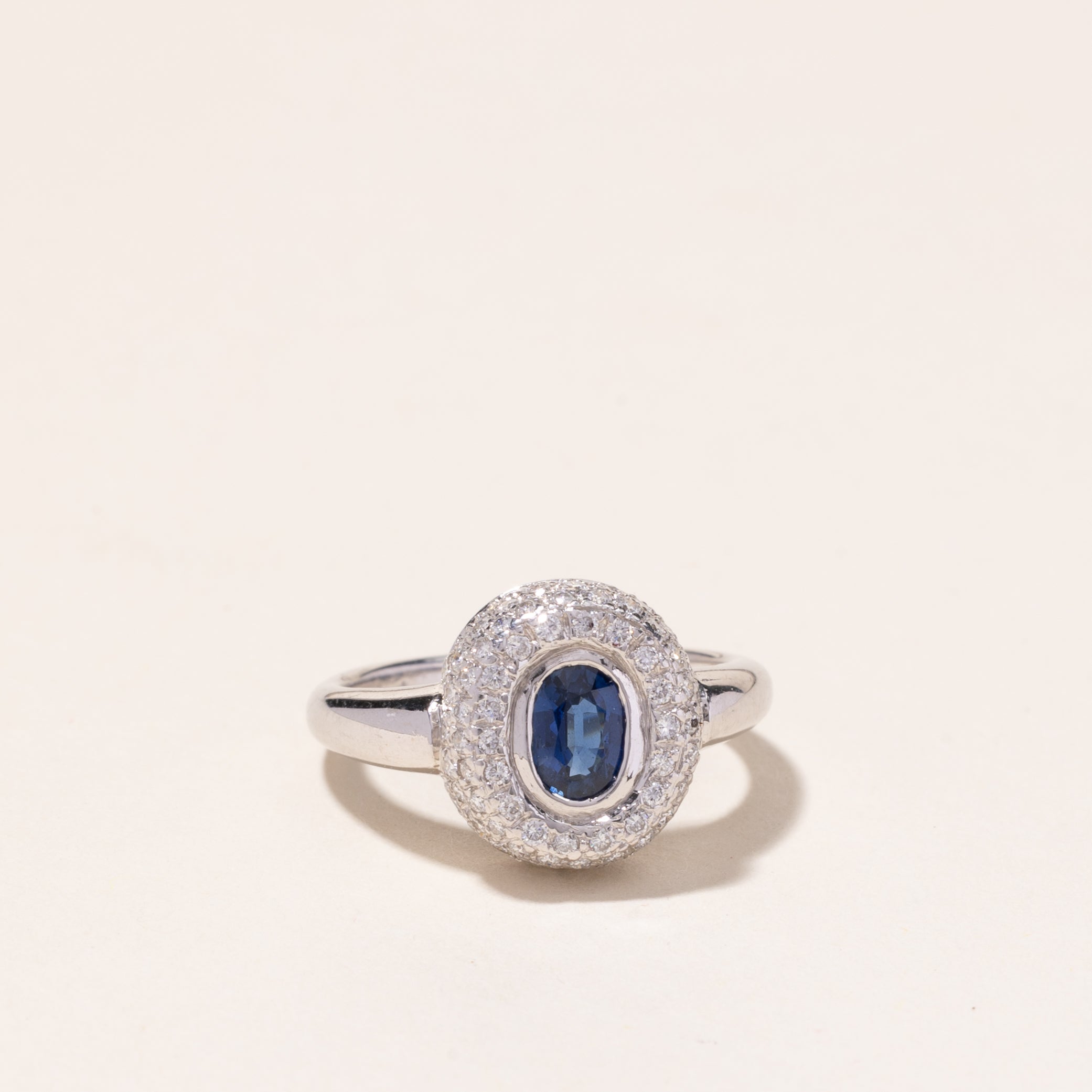 18k White Gold Blue Sapphire and Diamond Ring | 0.54ct, 0.63ctw | SZ 5